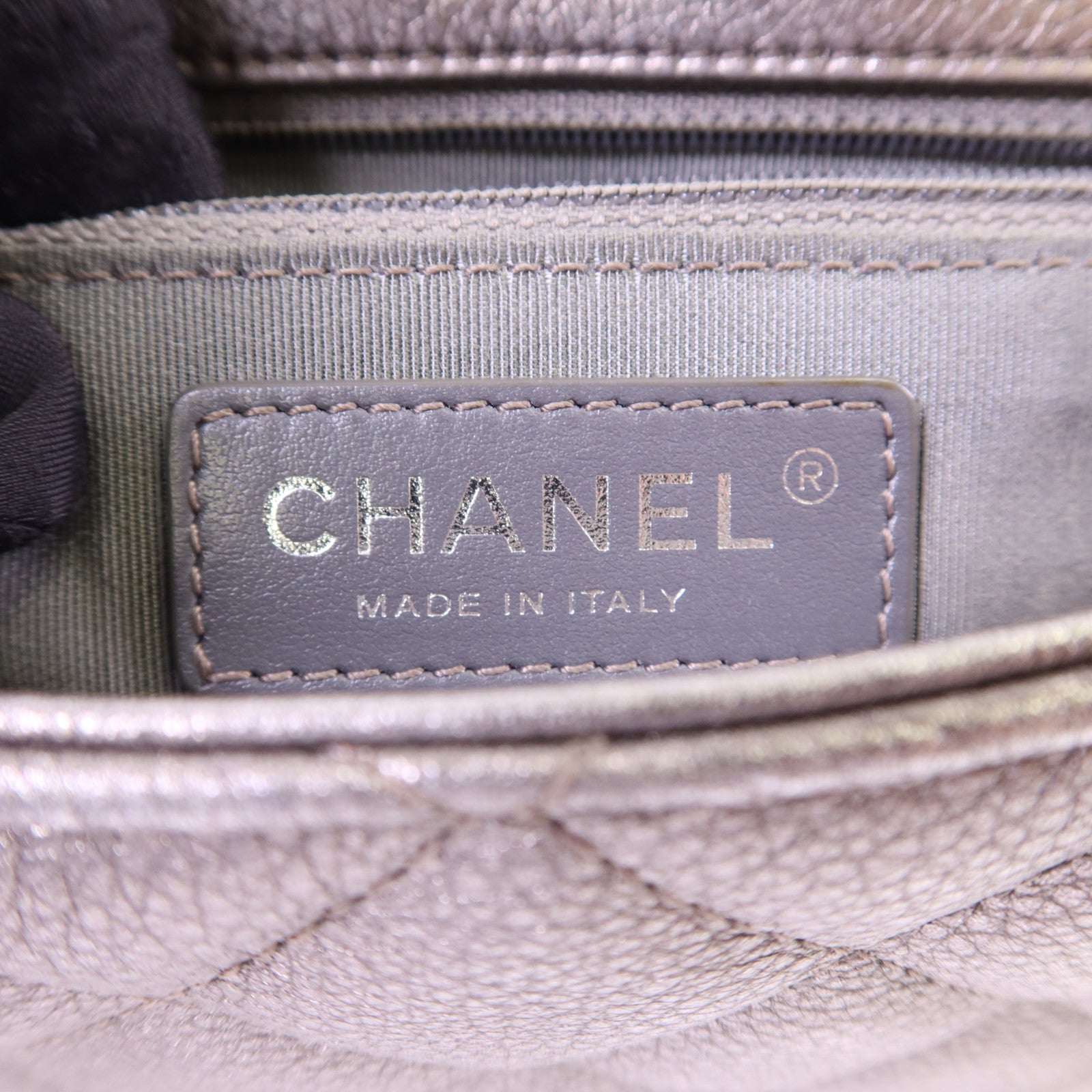 CHANEL 牛皮皮革Chain Shoulder銀扣鏈帶肩背袋