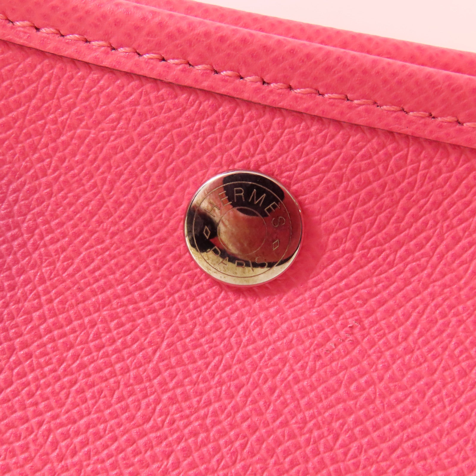 HERMES Epsom皮革Garden Party PM銀扣手挽袋Rose Azalee