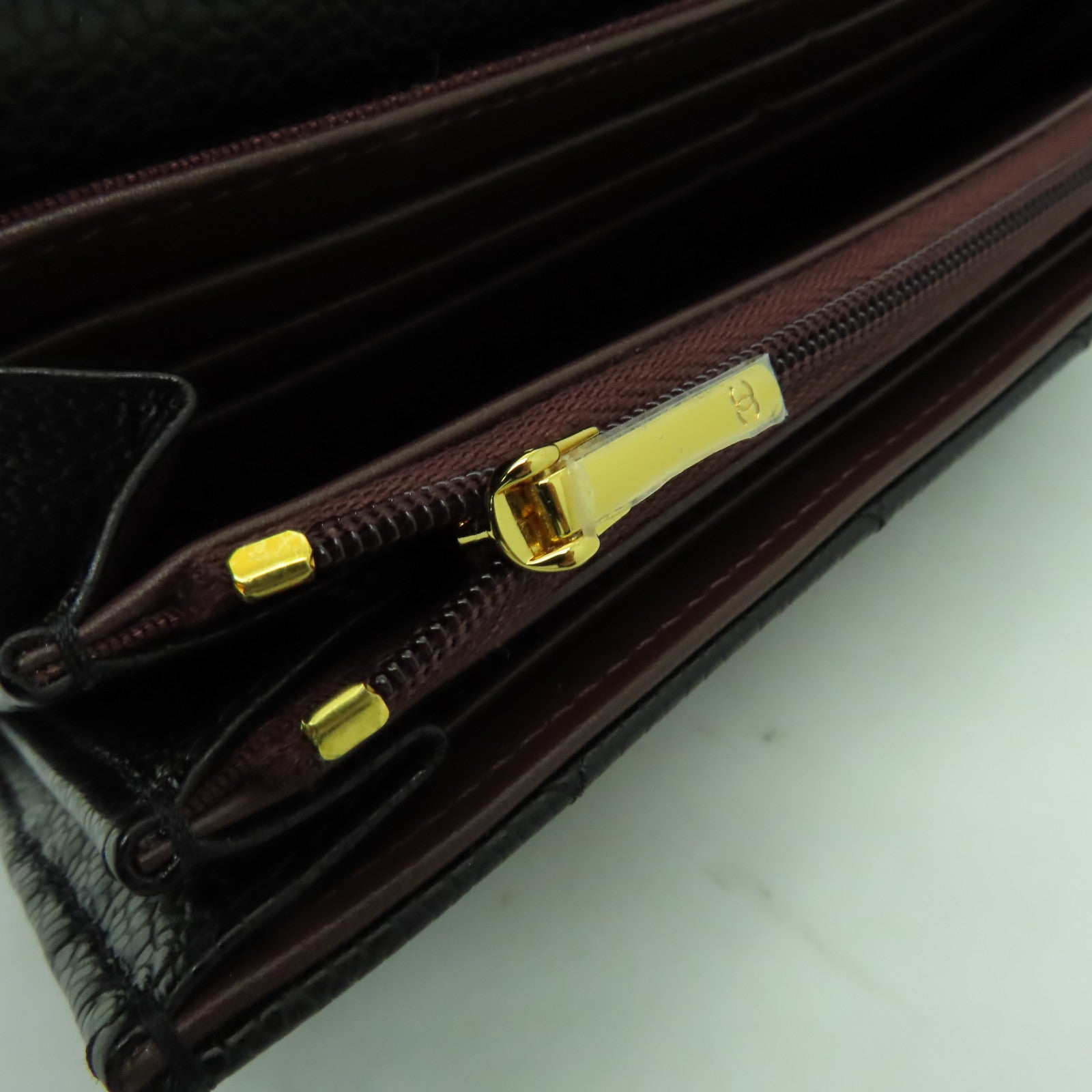 CHANEL 菱格Caviar皮革Long Wallet金扣長錢包黑色