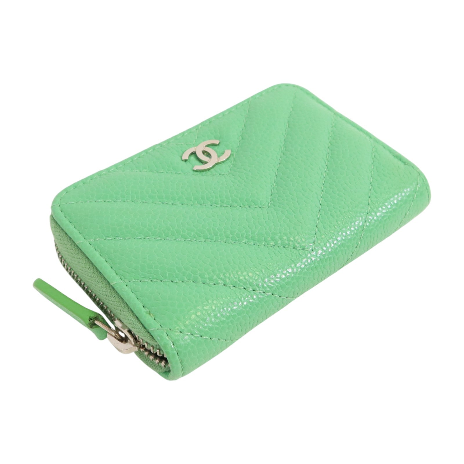 CHANEL 牛皮皮革Card Case銀扣卡套