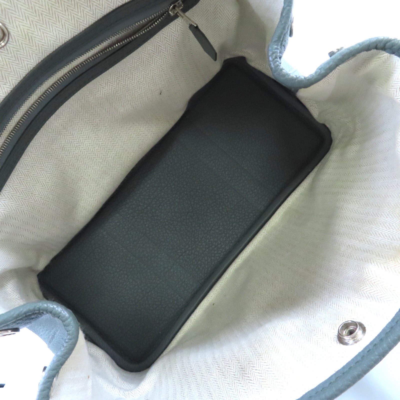 HERMES Negonda皮革Garden Party TPM Tote Bag銀扣手挽袋63 Vert Amande杏仁綠色