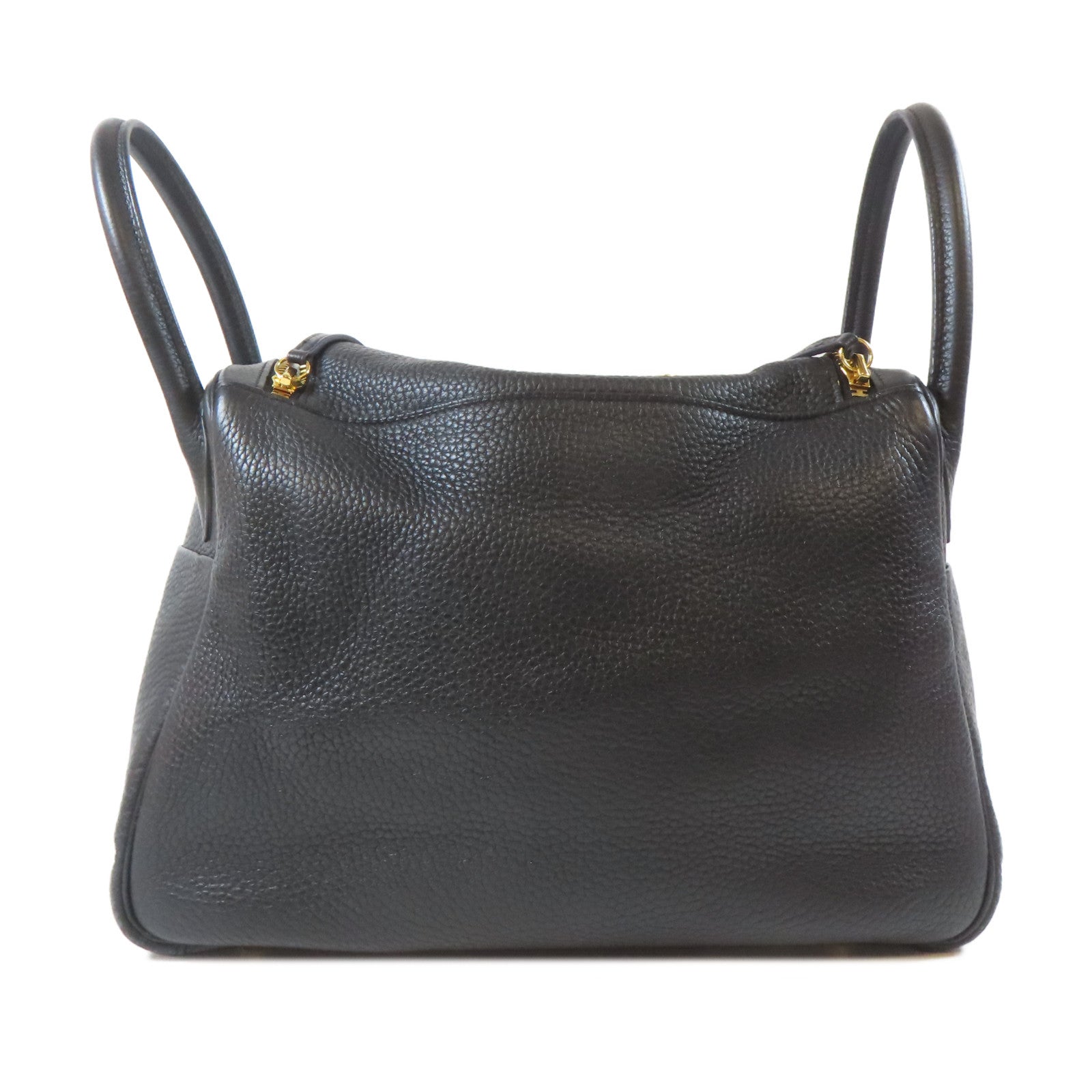 HERMES Clemence皮革Lindy 30金扣肩背袋Noir/黑色