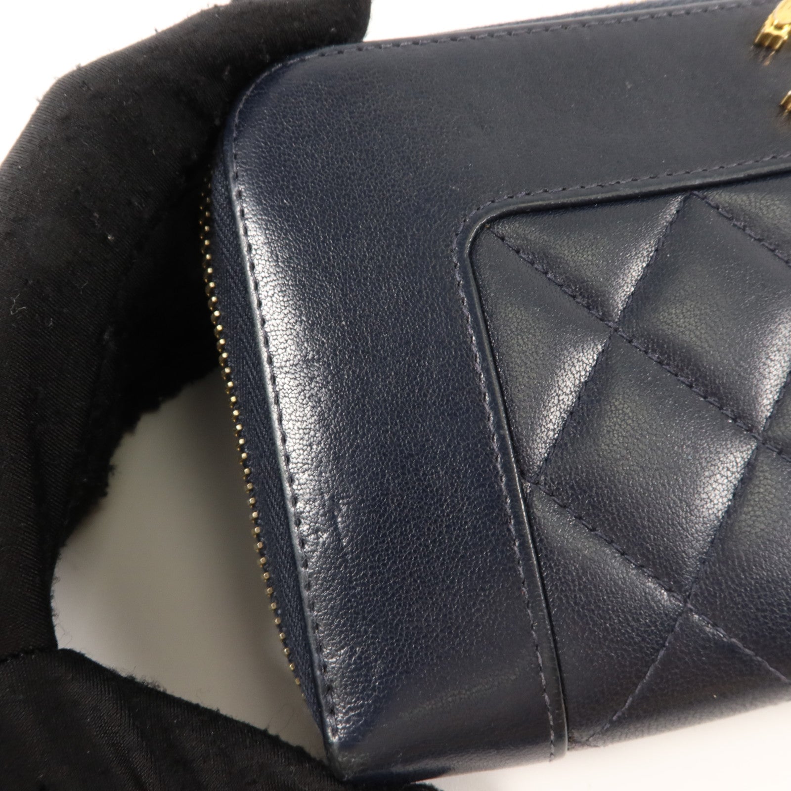 CHANEL 羊皮皮革Vintage Long Zipped Wallet金扣長錢包