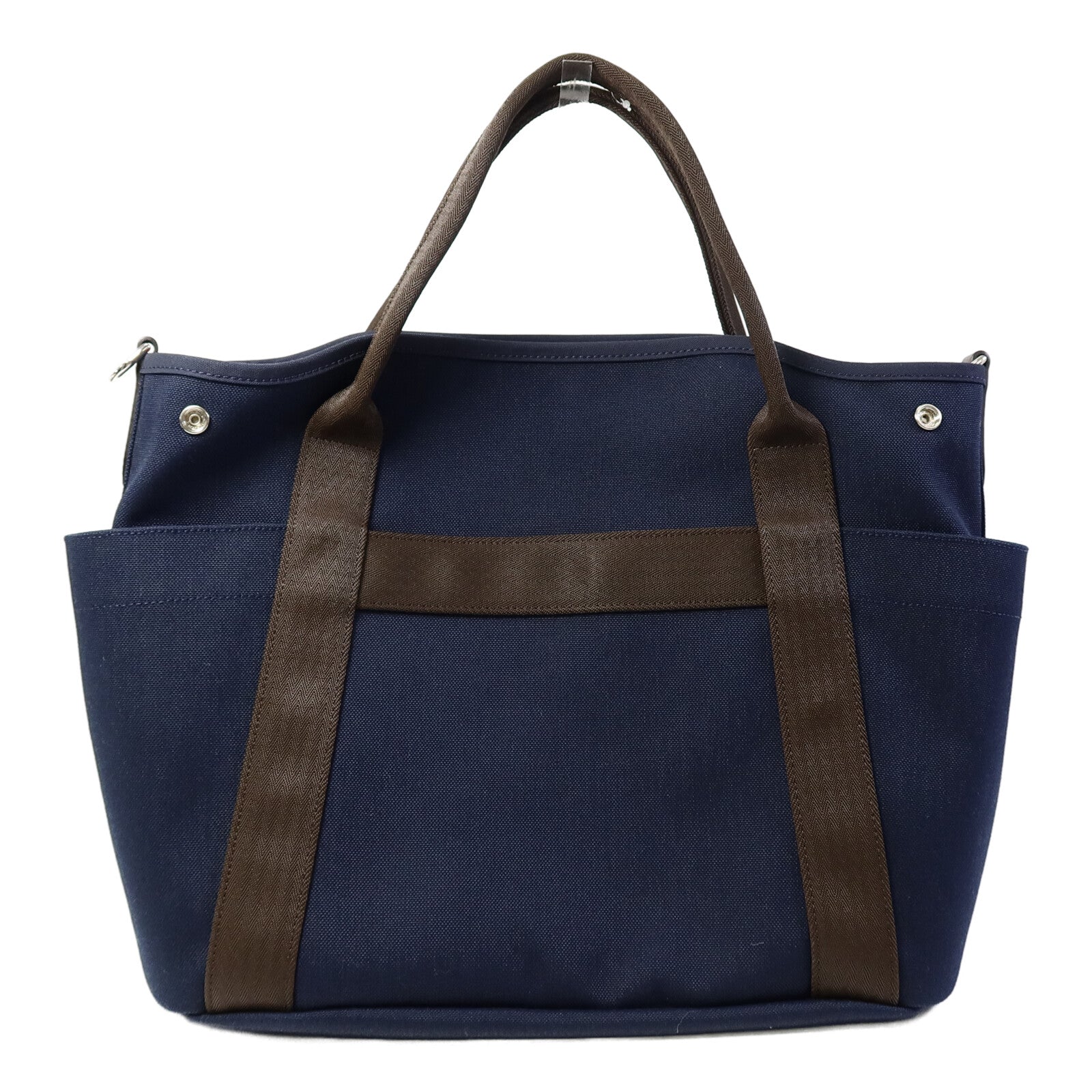 HERMES 帆布Grooming Bag銀扣手挽肩背兩用袋Blue