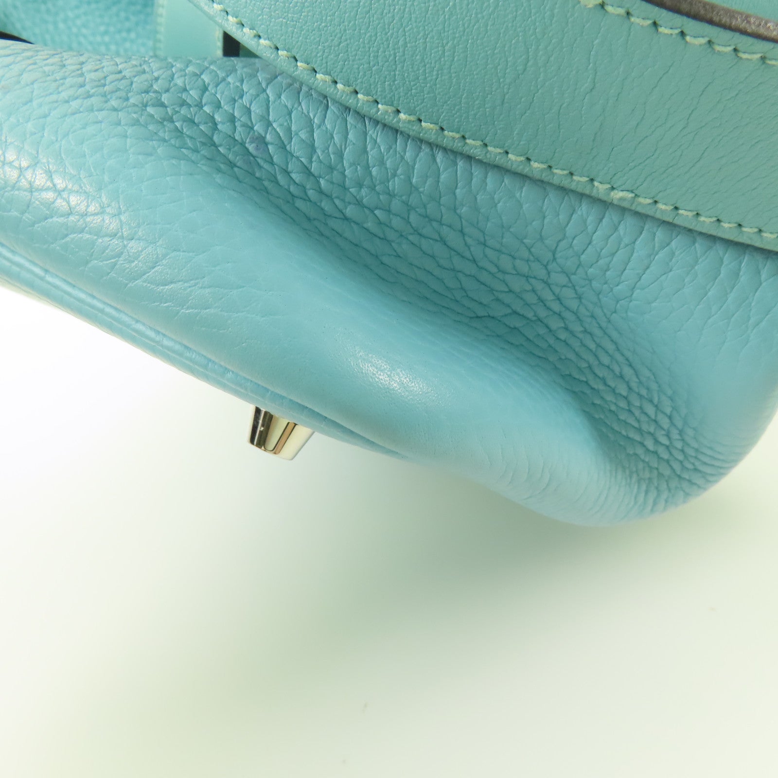 HERMES PHW Picotin 22 Tote Bag Clemence Leather Bleu Atoll