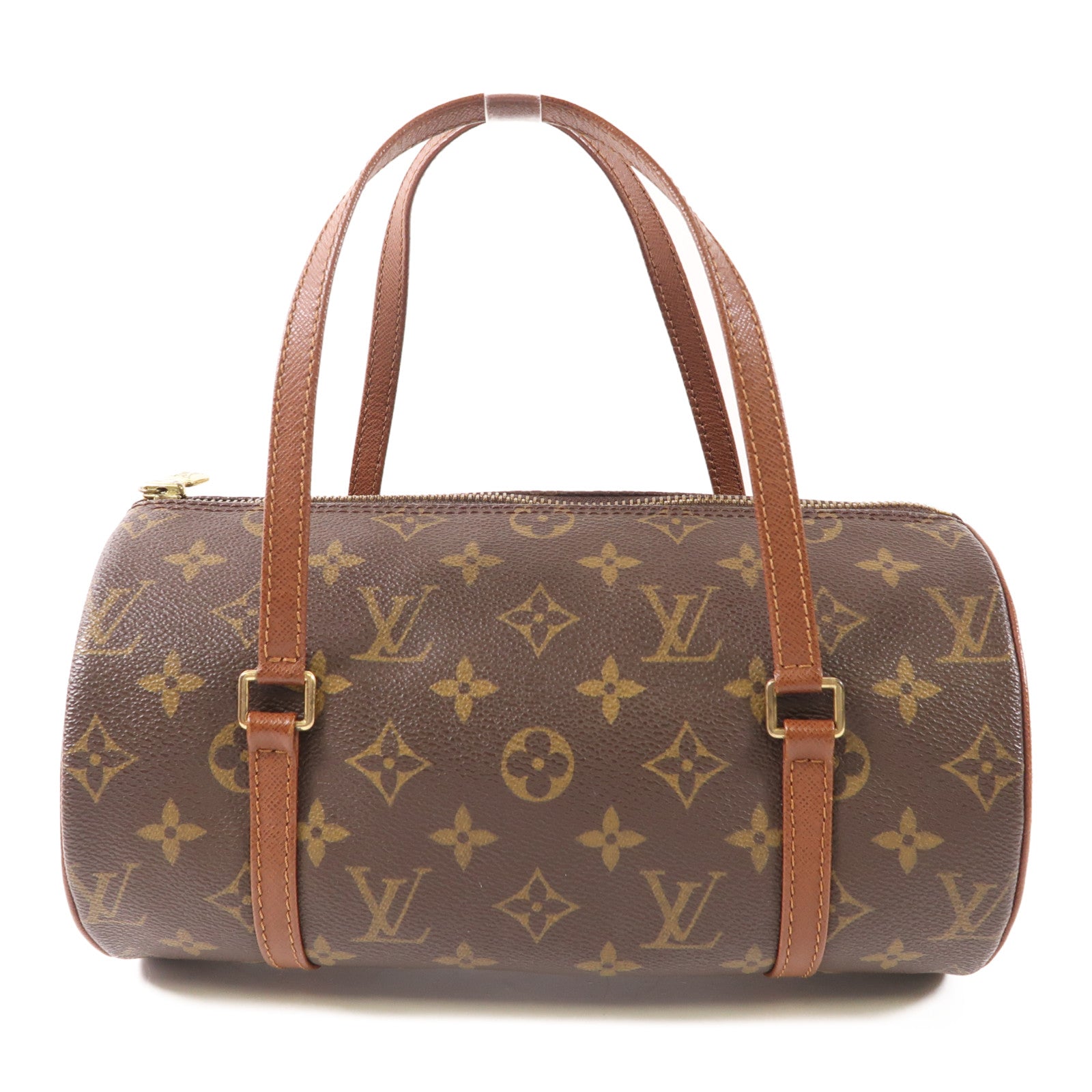 LOUIS VUITTON Monogram Papillon金扣手挽袋棕色