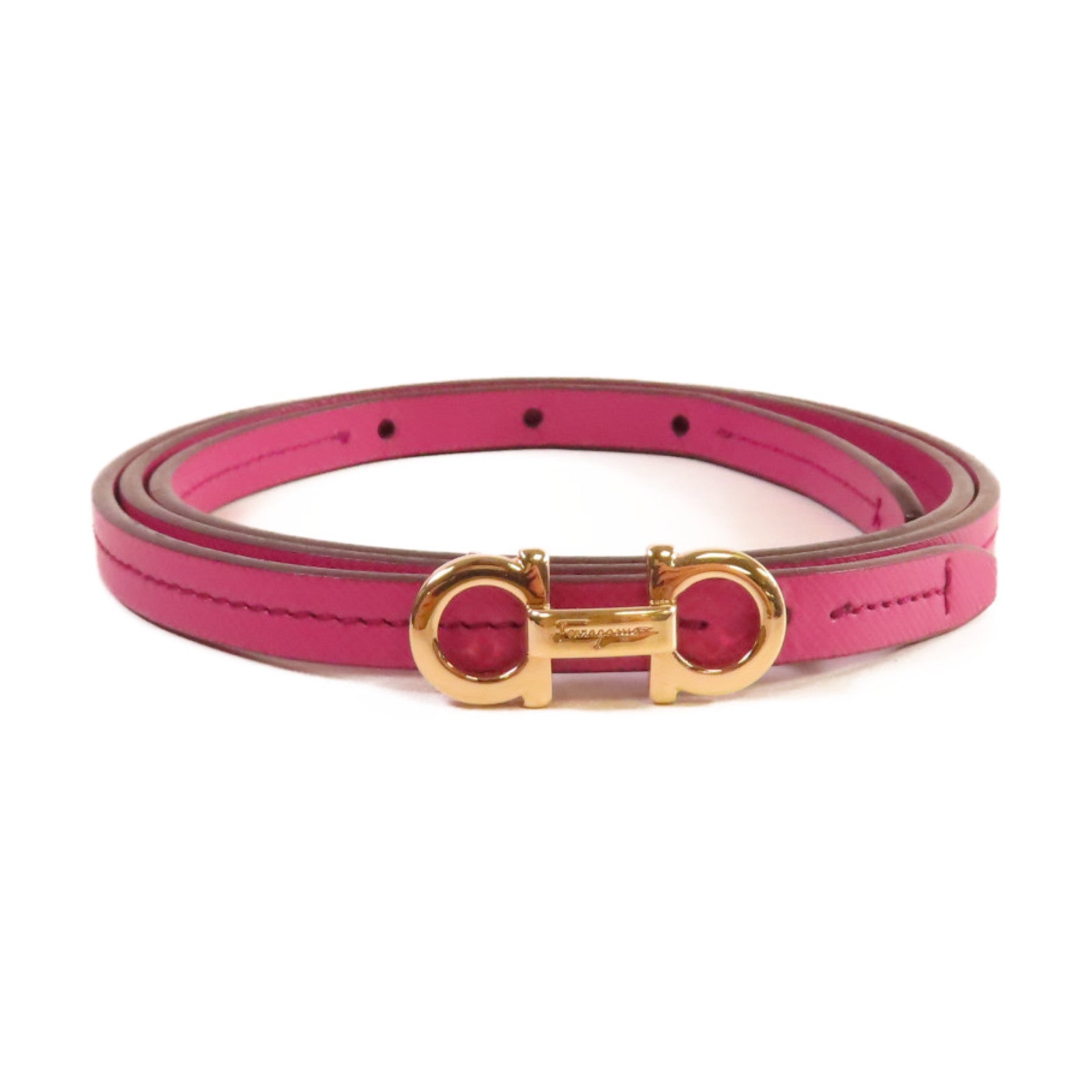 Salvatore Ferragamo 牛皮皮革Belt金扣皮帶紫色