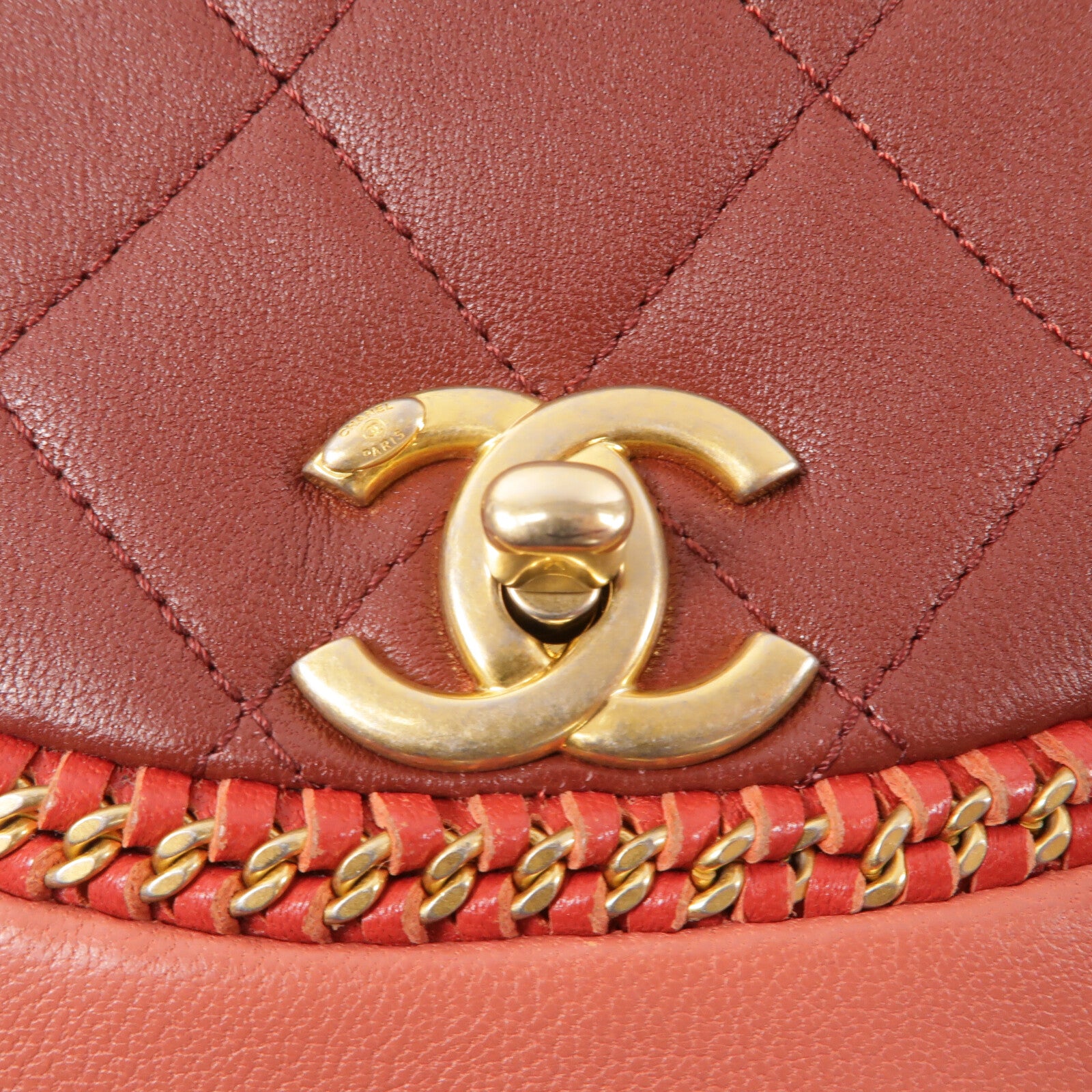 CHANEL 牛皮皮革Chain Shoulder鏈帶手挽肩背兩用袋