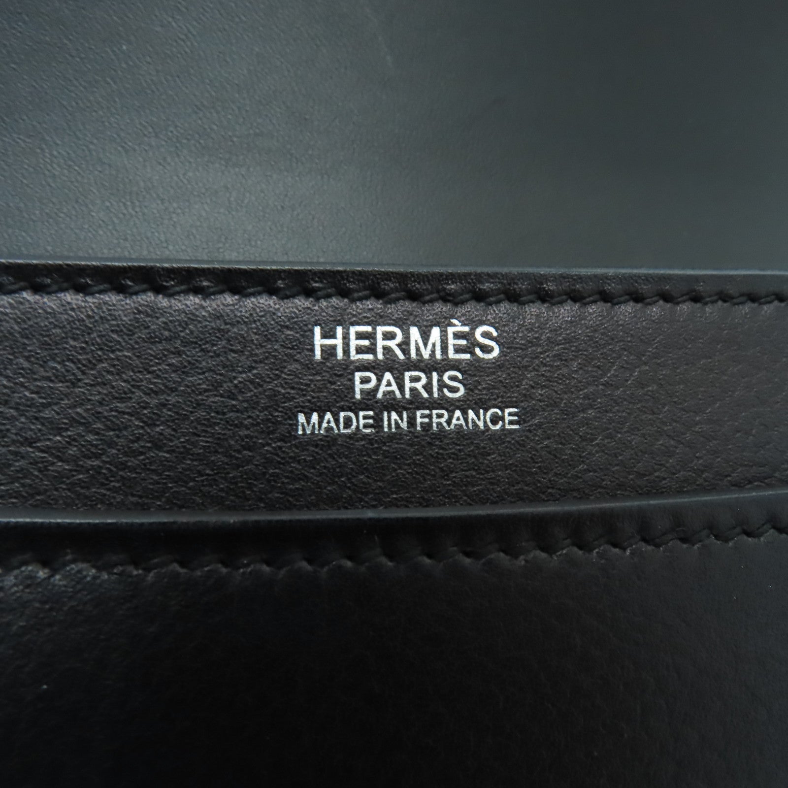 HERMES 【清倉大減價】Evergrain皮革2002銀扣肩背袋黒色