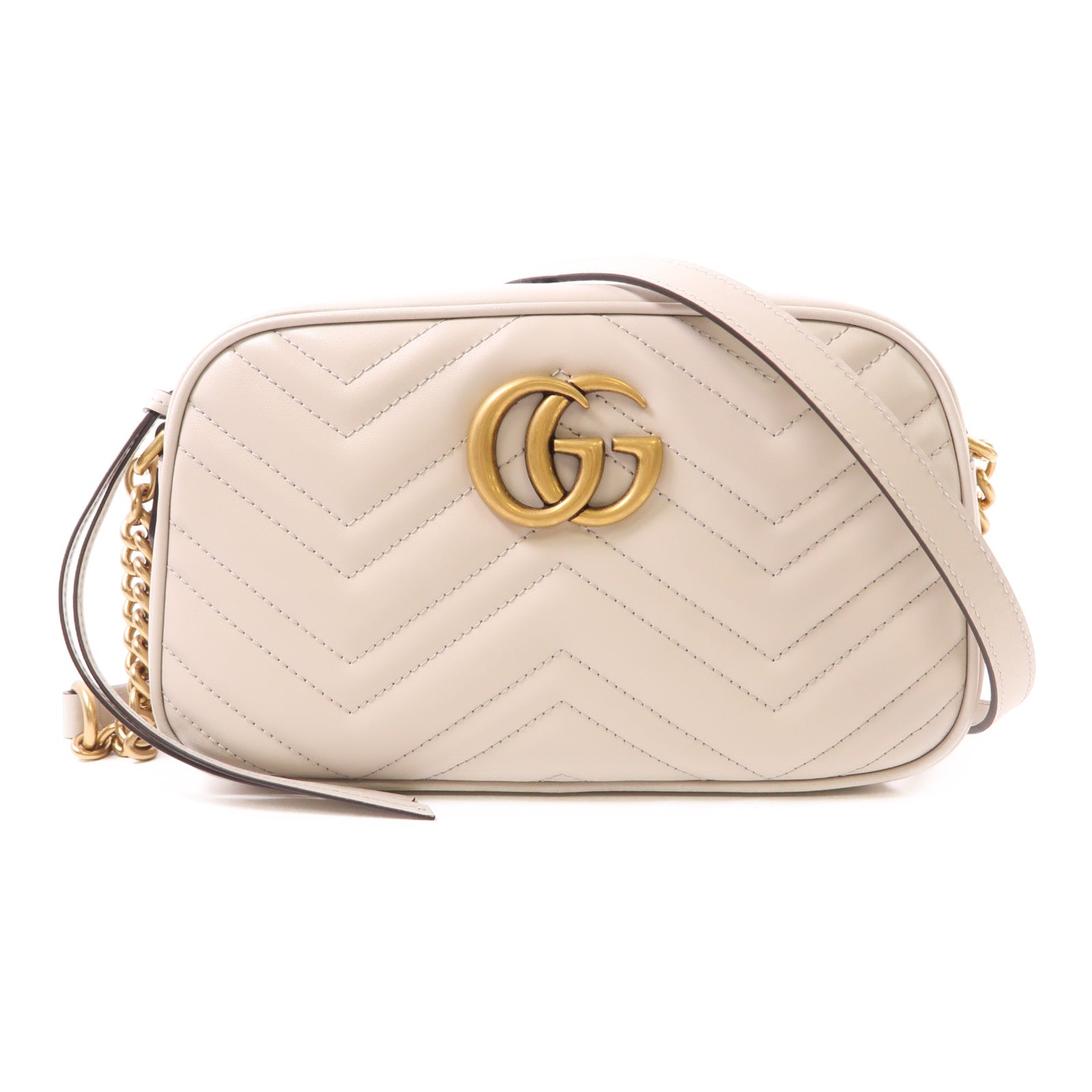 GUCCI GG Marmont Small Camera Bag Shoulder Bag 447632 AABZB Calf Light Grey