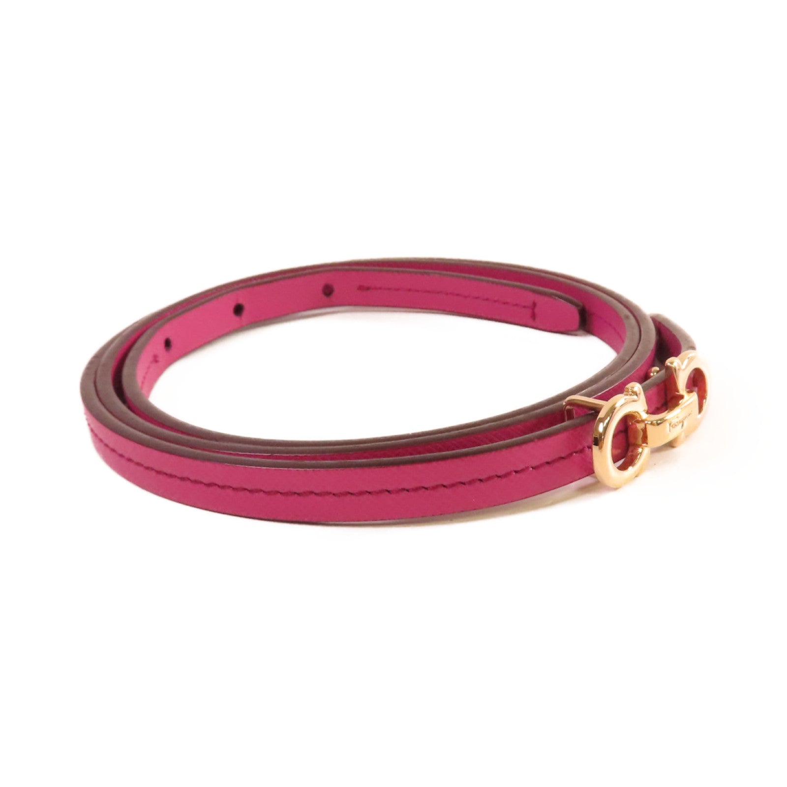 Salvatore Ferragamo 牛皮皮革Belt金扣皮帶紫色