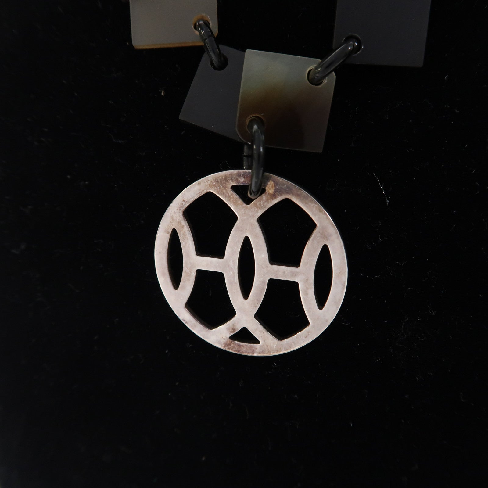 HERMES 水牛角/925純銀Necklace項鍊棕色/米色