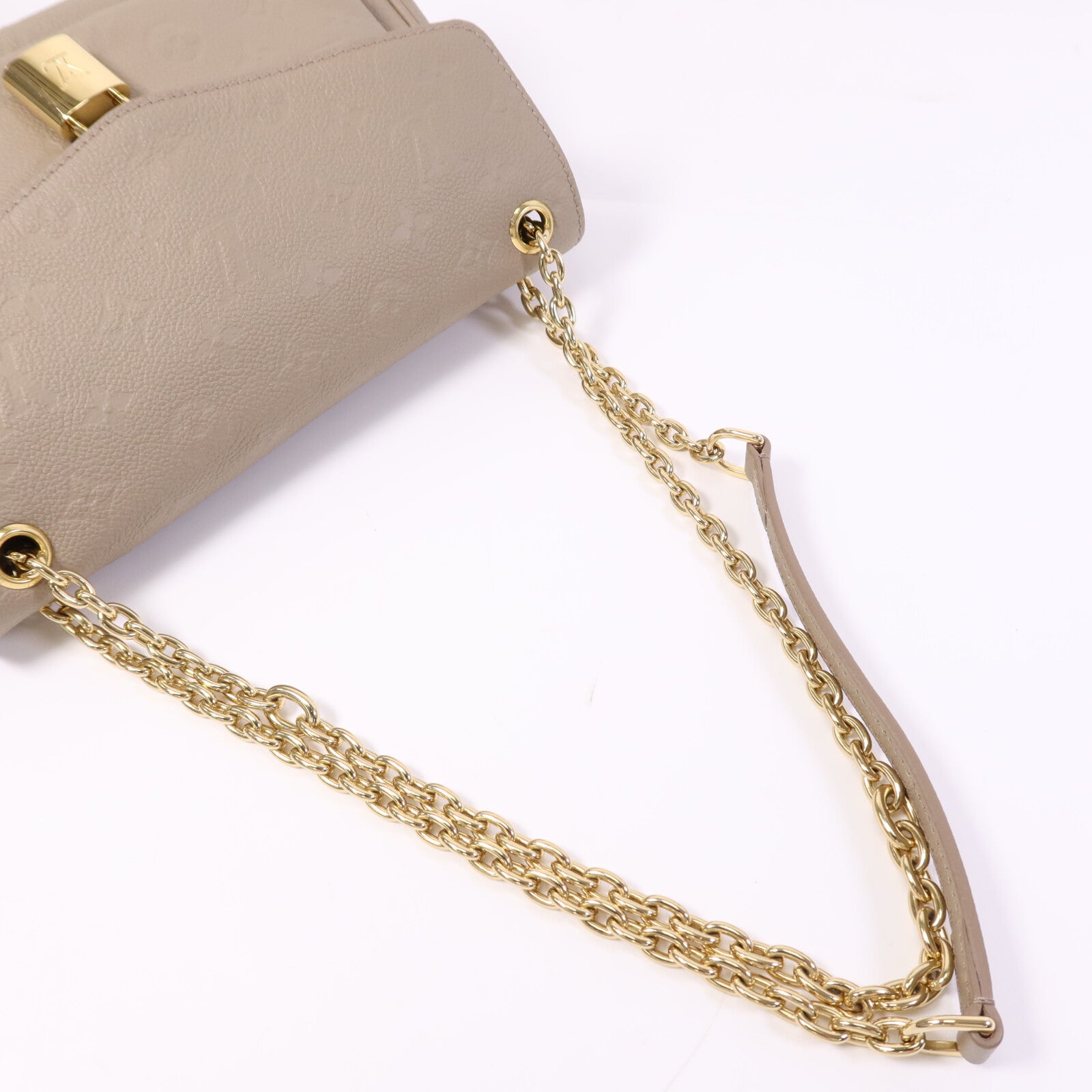 LOUIS VUITTON Monogram Empreinte Anytime Flat Bag金扣鏈帶肩背袋