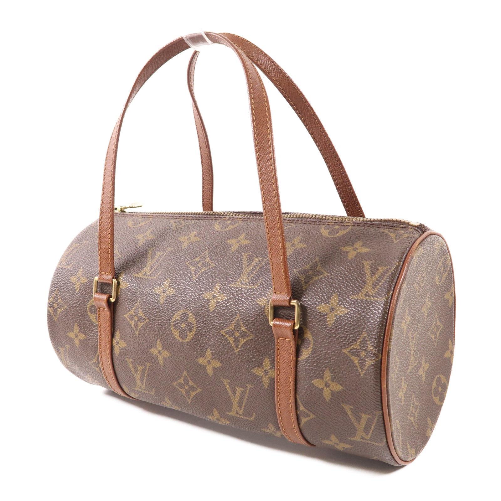LOUIS VUITTON Monogram Papillon金扣手挽袋棕色