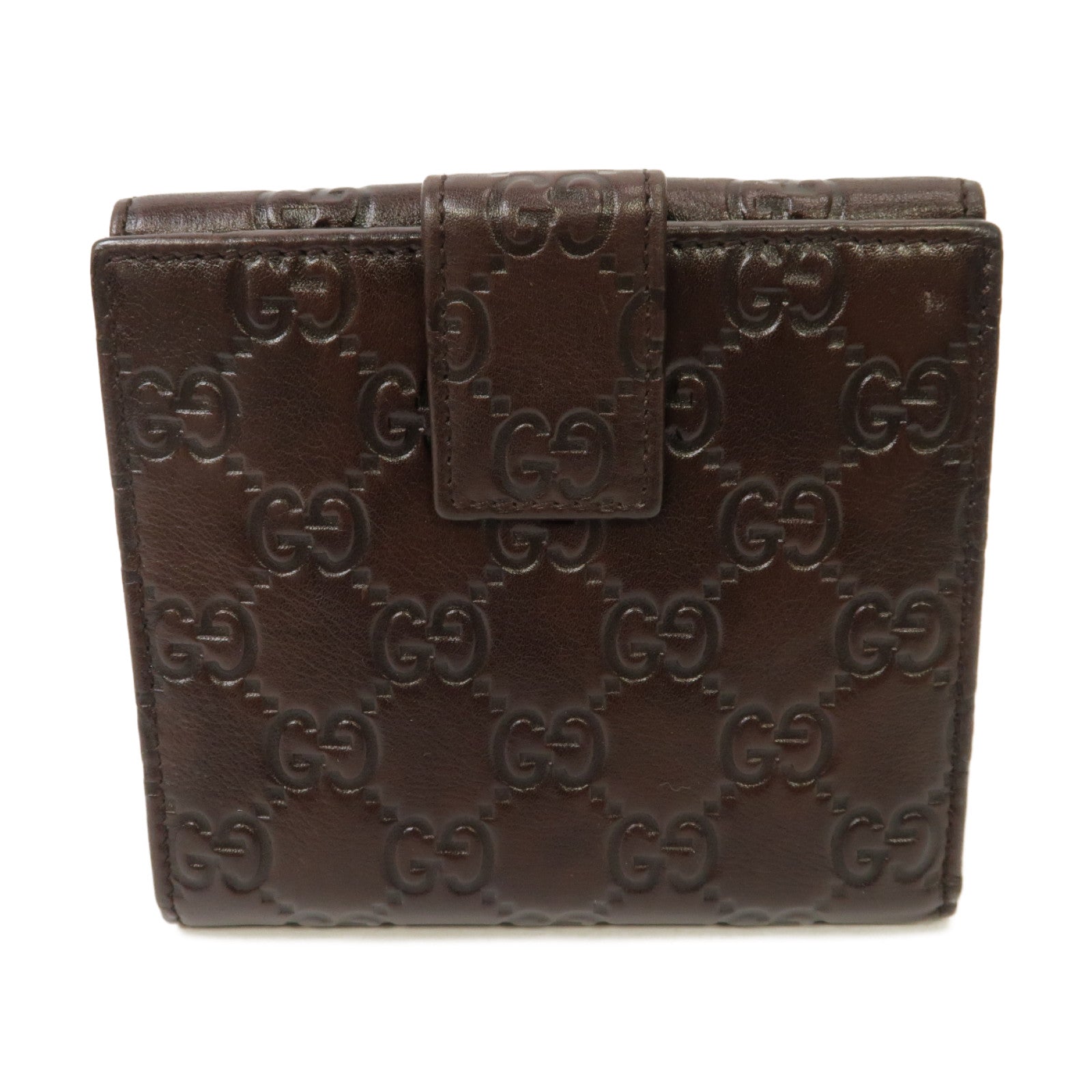 GUCCI 【激減優惠】牛皮皮革Wallet金扣錢包啡色