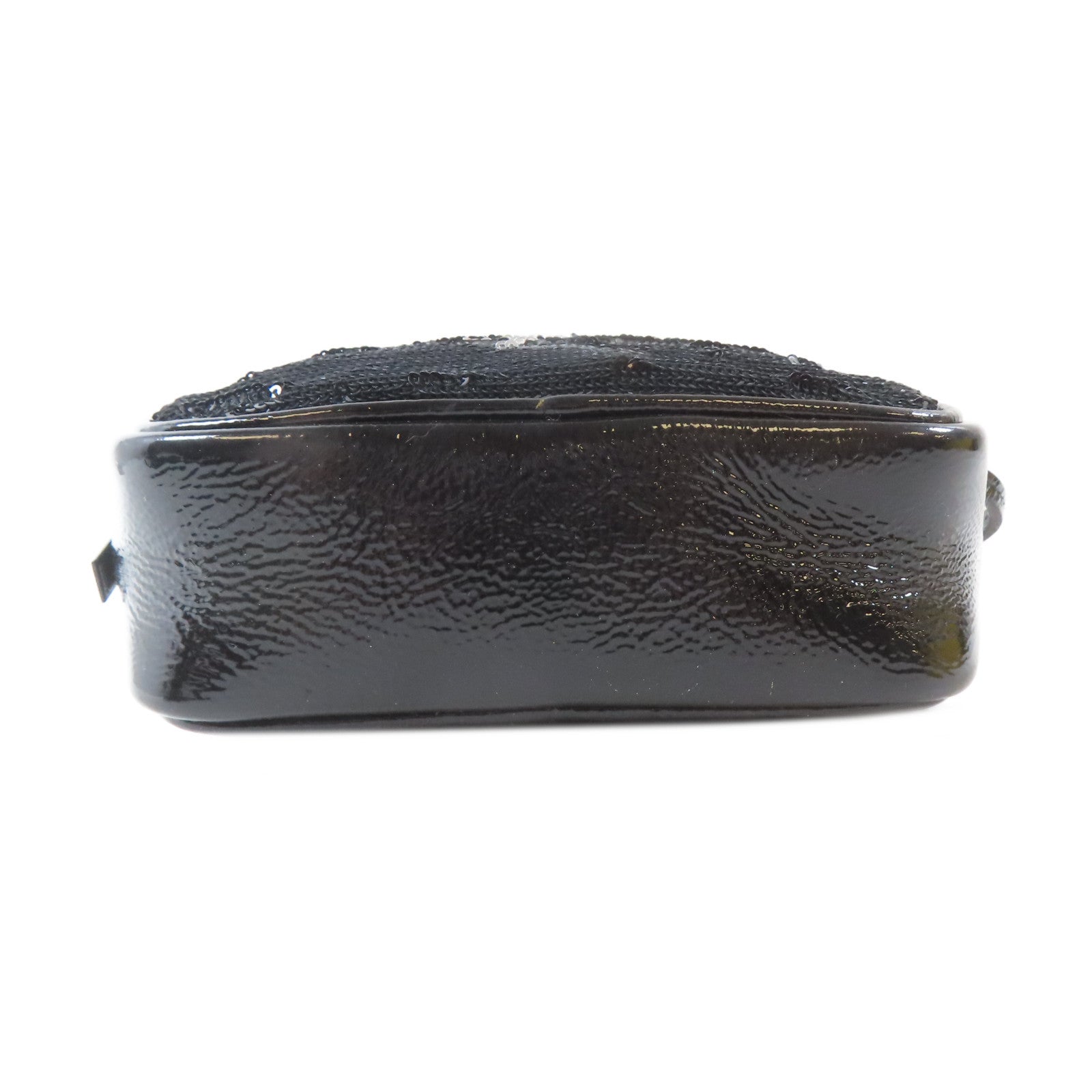 SAINT LAURENT (PRICE DOWN) YSL Shoulder Bag Patent Leather Sequin Black