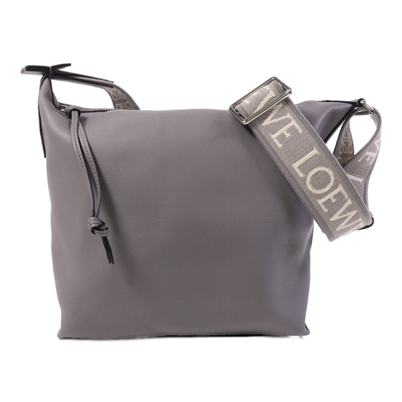 LOEWE 牛皮皮革Cubi Cross Body銀扣肩背袋