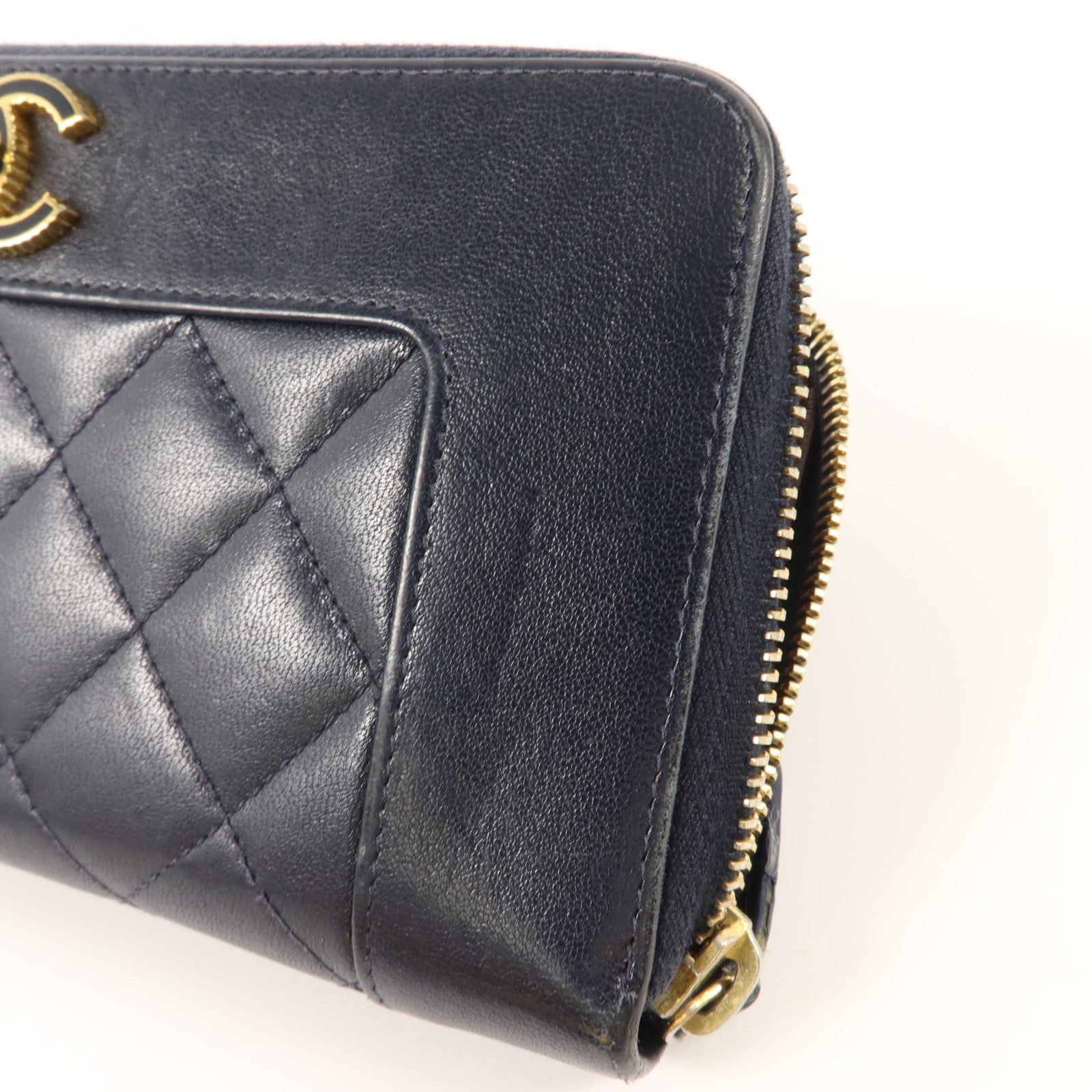 CHANEL 羊皮皮革Vintage Long Zipped Wallet金扣長錢包