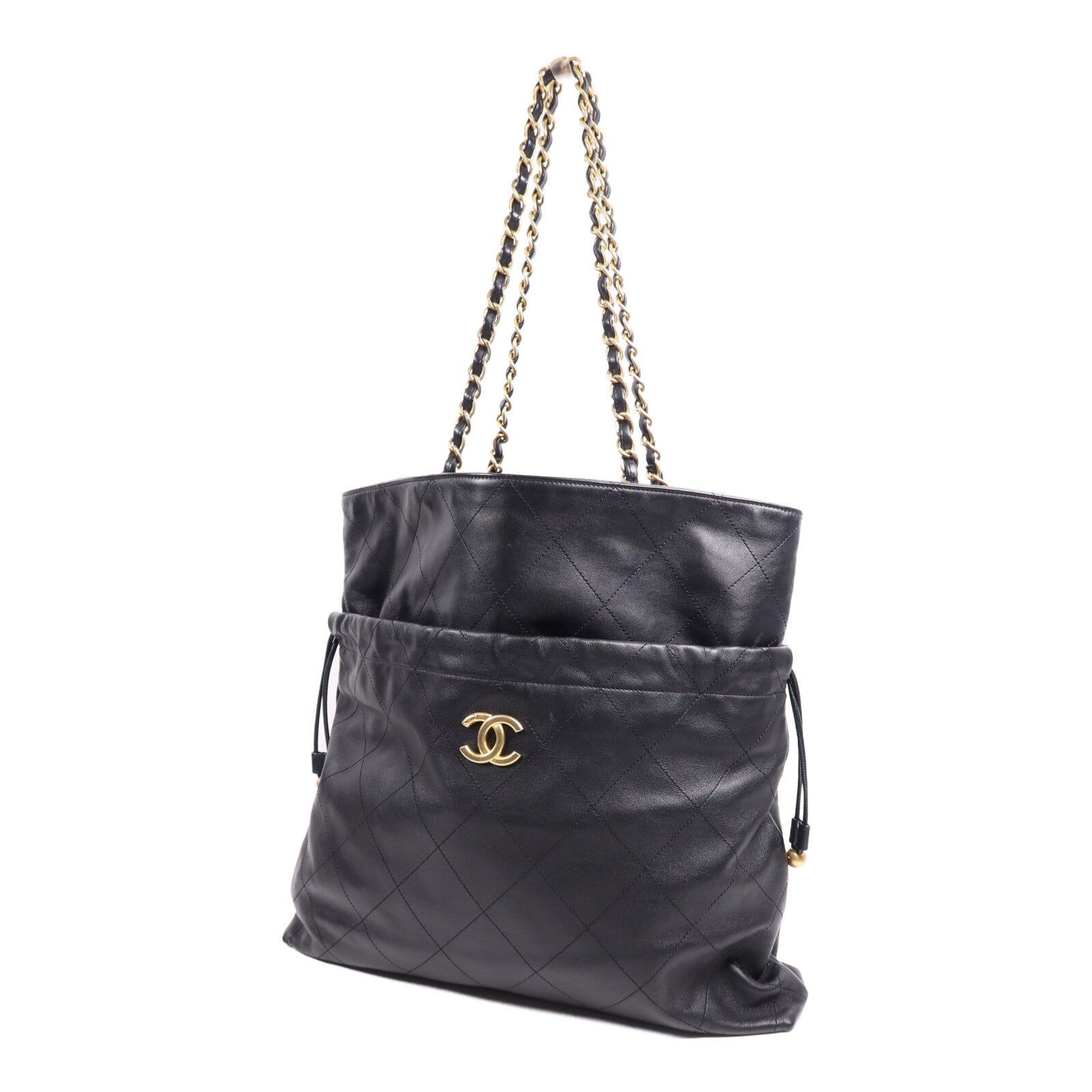 CHANEL 牛皮皮革Tote Bag金扣鏈帶手挽袋