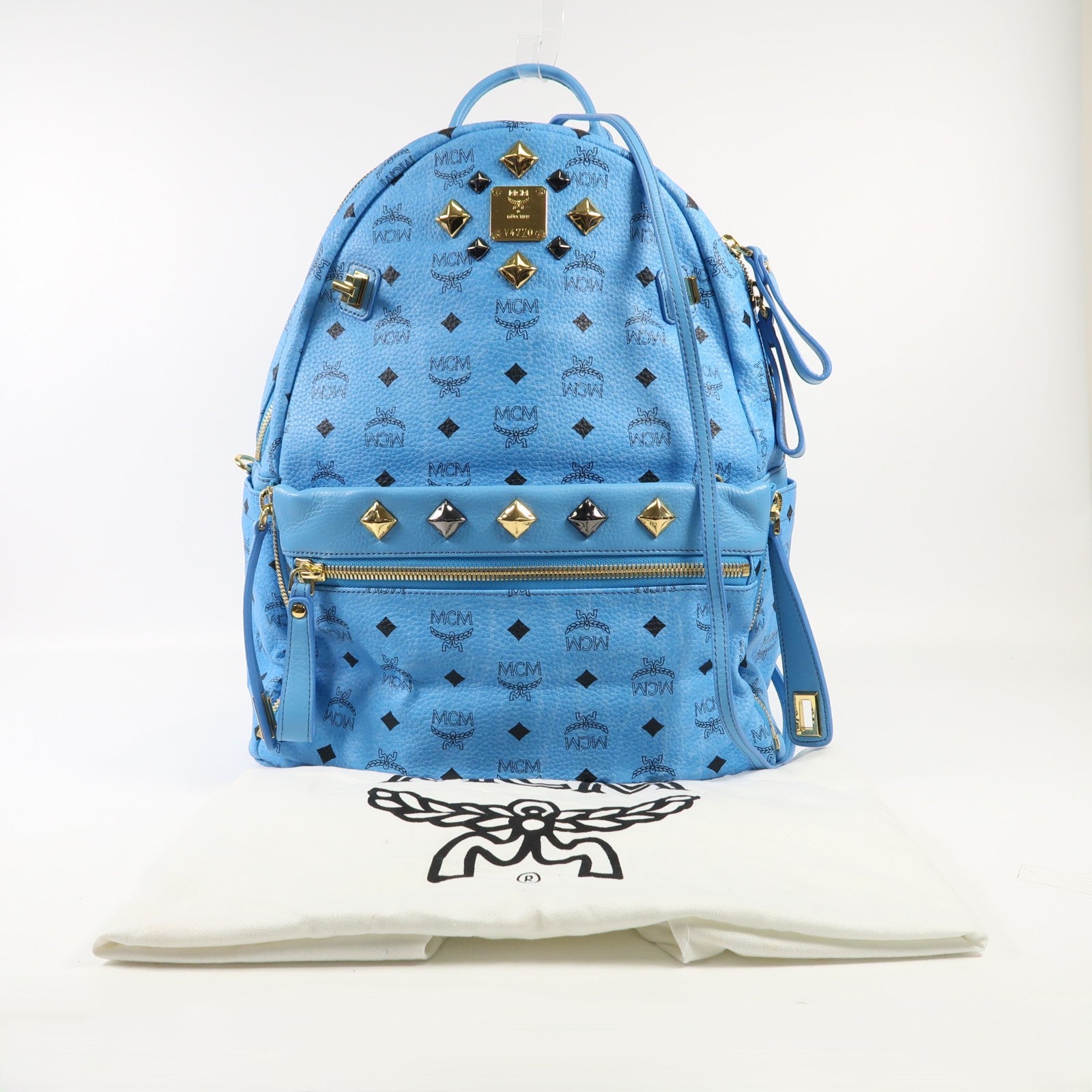 MCM 塗層帆布Backpack金扣背包