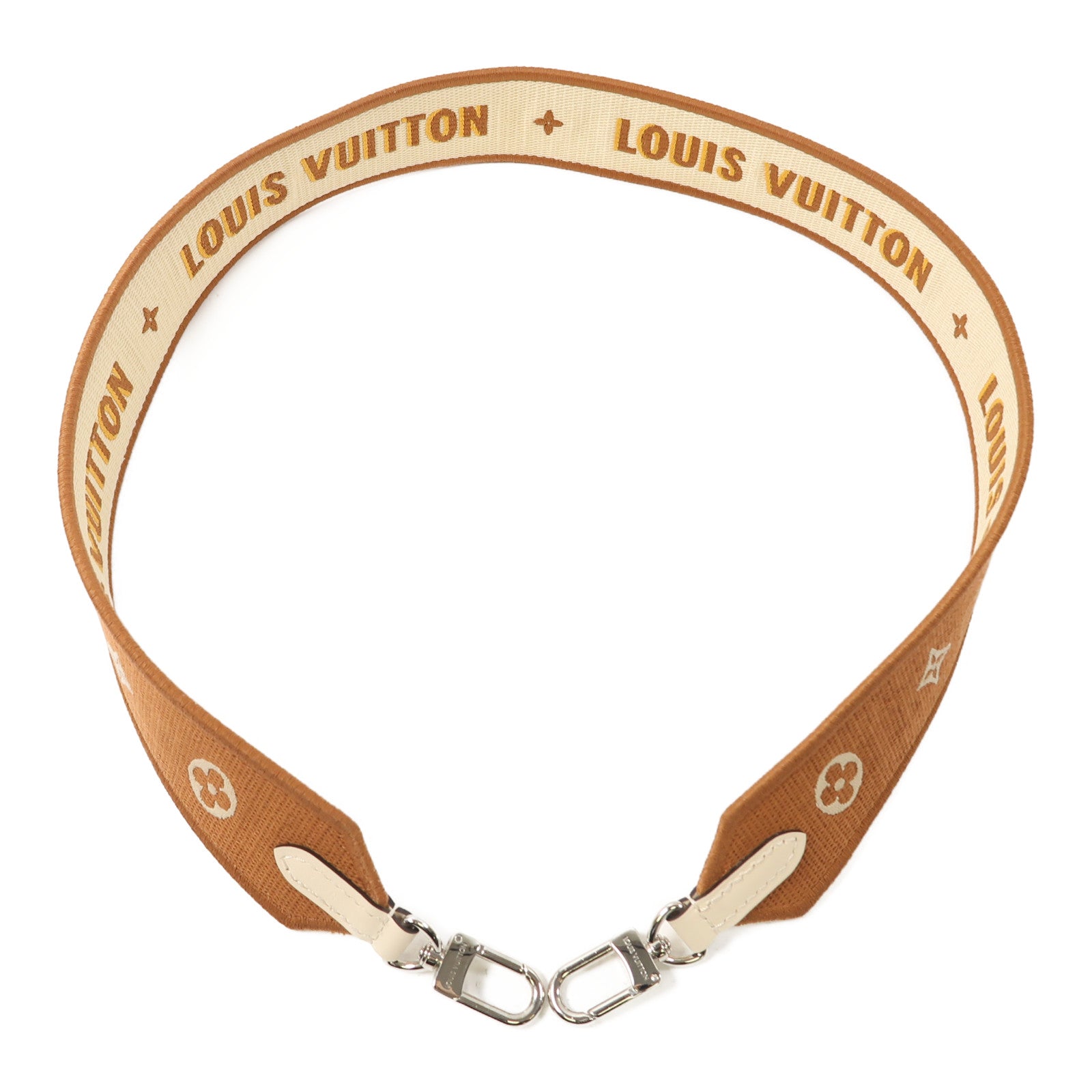 LOUIS VUITTON 帆布Shoulder Strap銀扣肩背帶啡色/米色