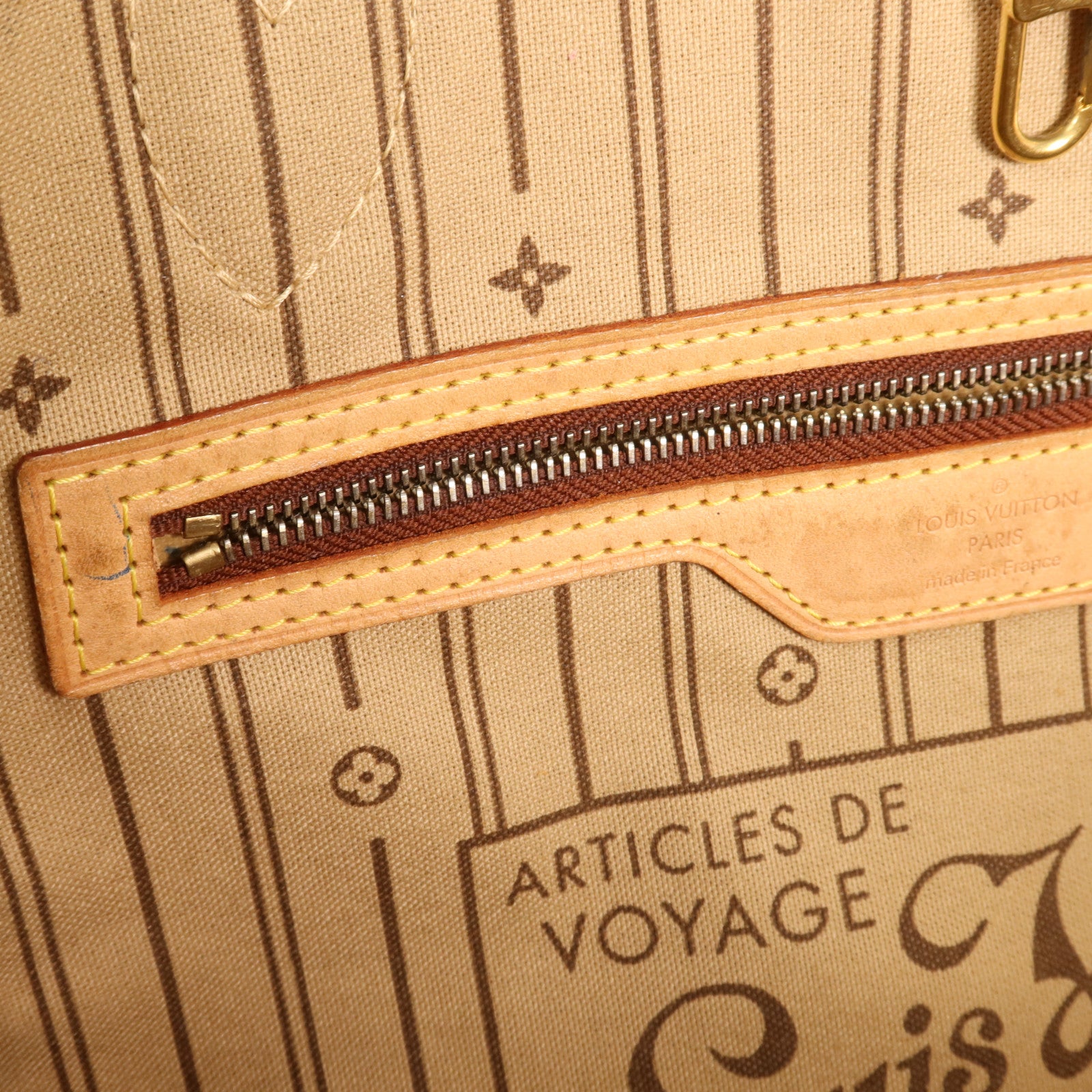 LOUIS VUITTON Monogram Neverfull MM金扣手挽袋