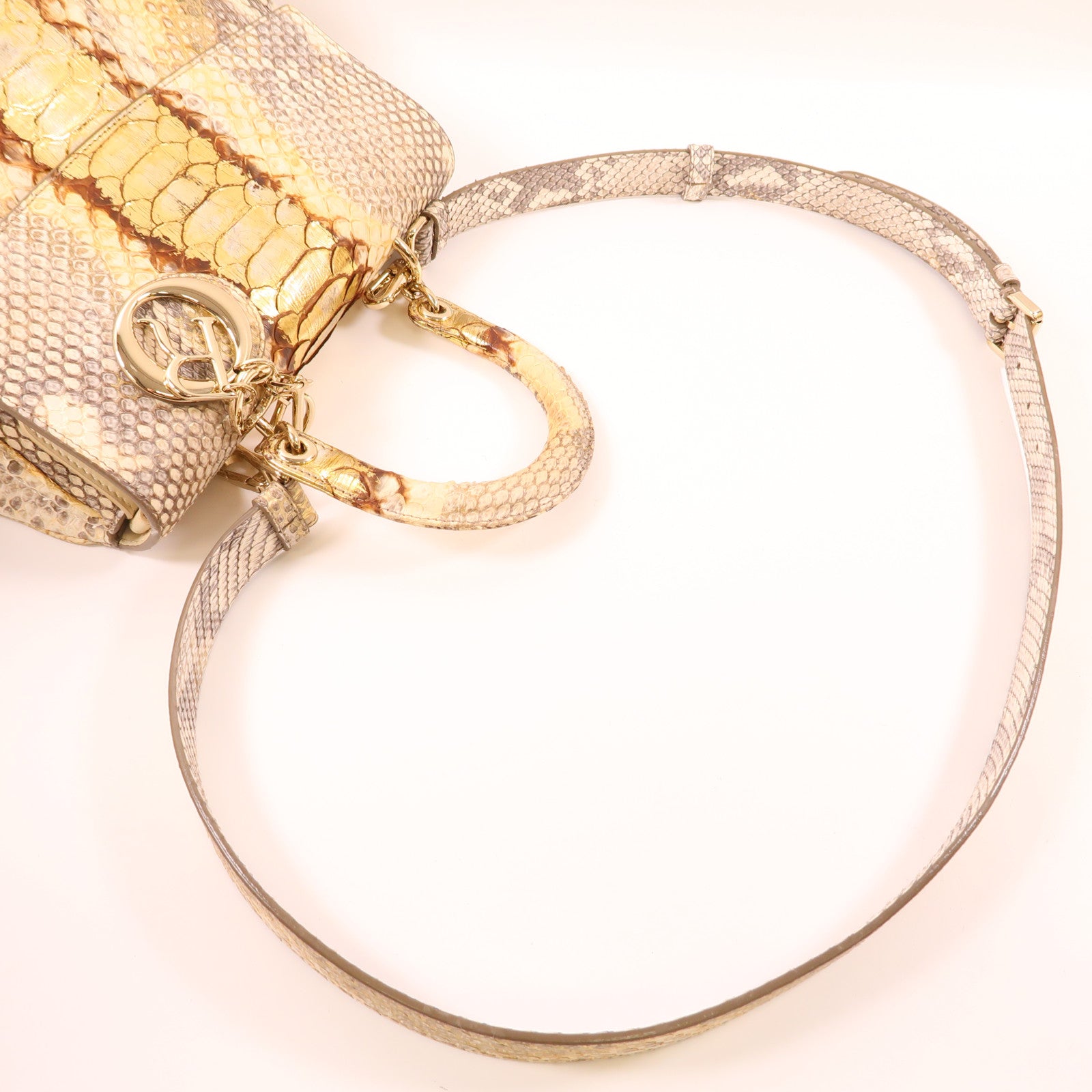 Dior【激減優惠】 蛇皮皮革Be Dior Bag銀扣手挽肩背兩用袋