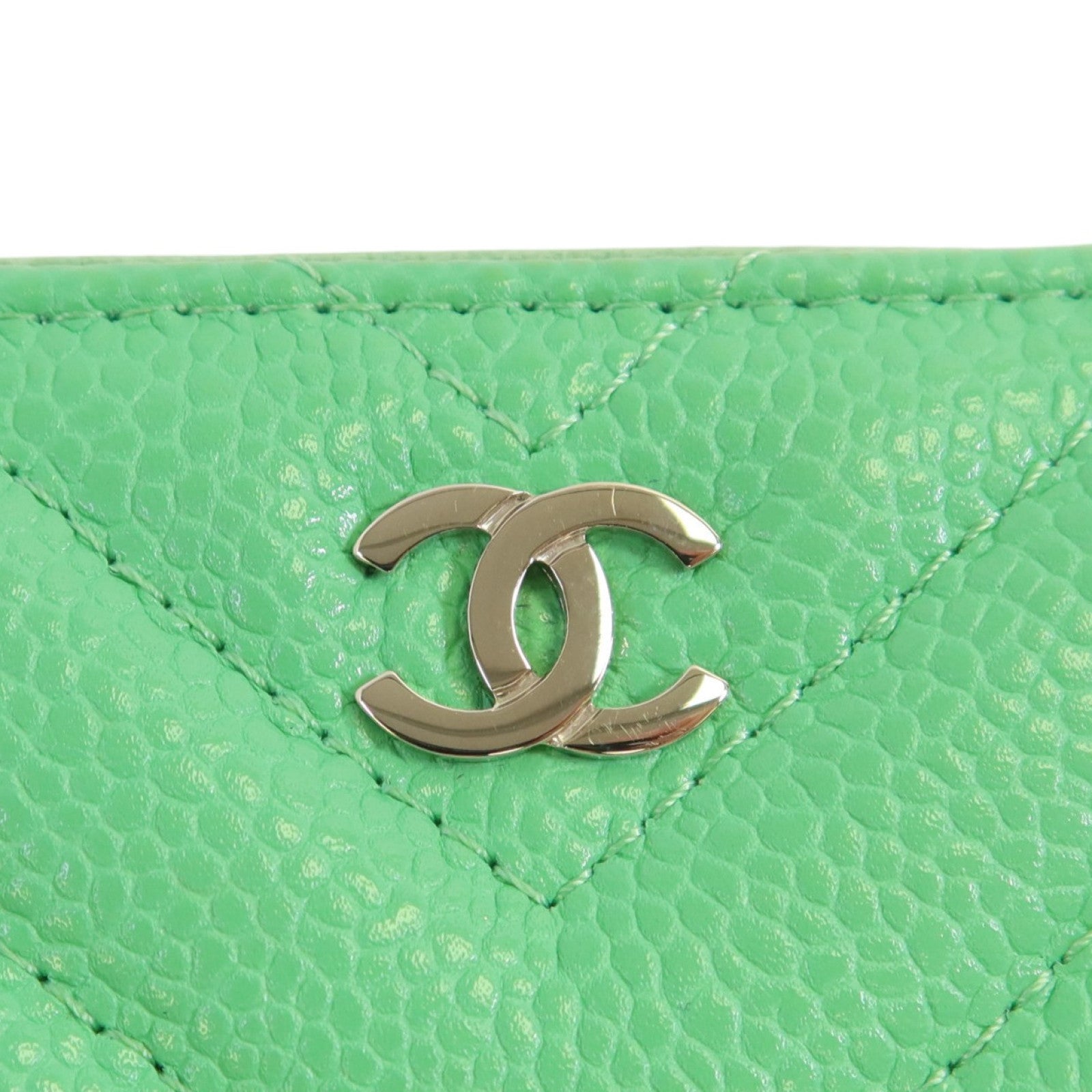 CHANEL 牛皮皮革Card Case銀扣卡套