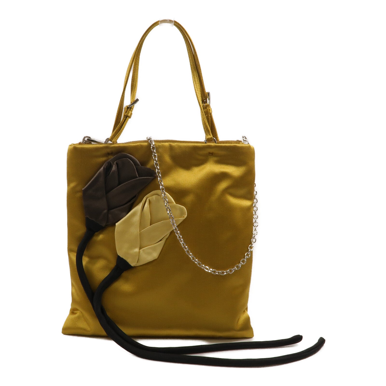 PRADA Satin Flower Tote Bag鏈帶手挽肩背兩用袋