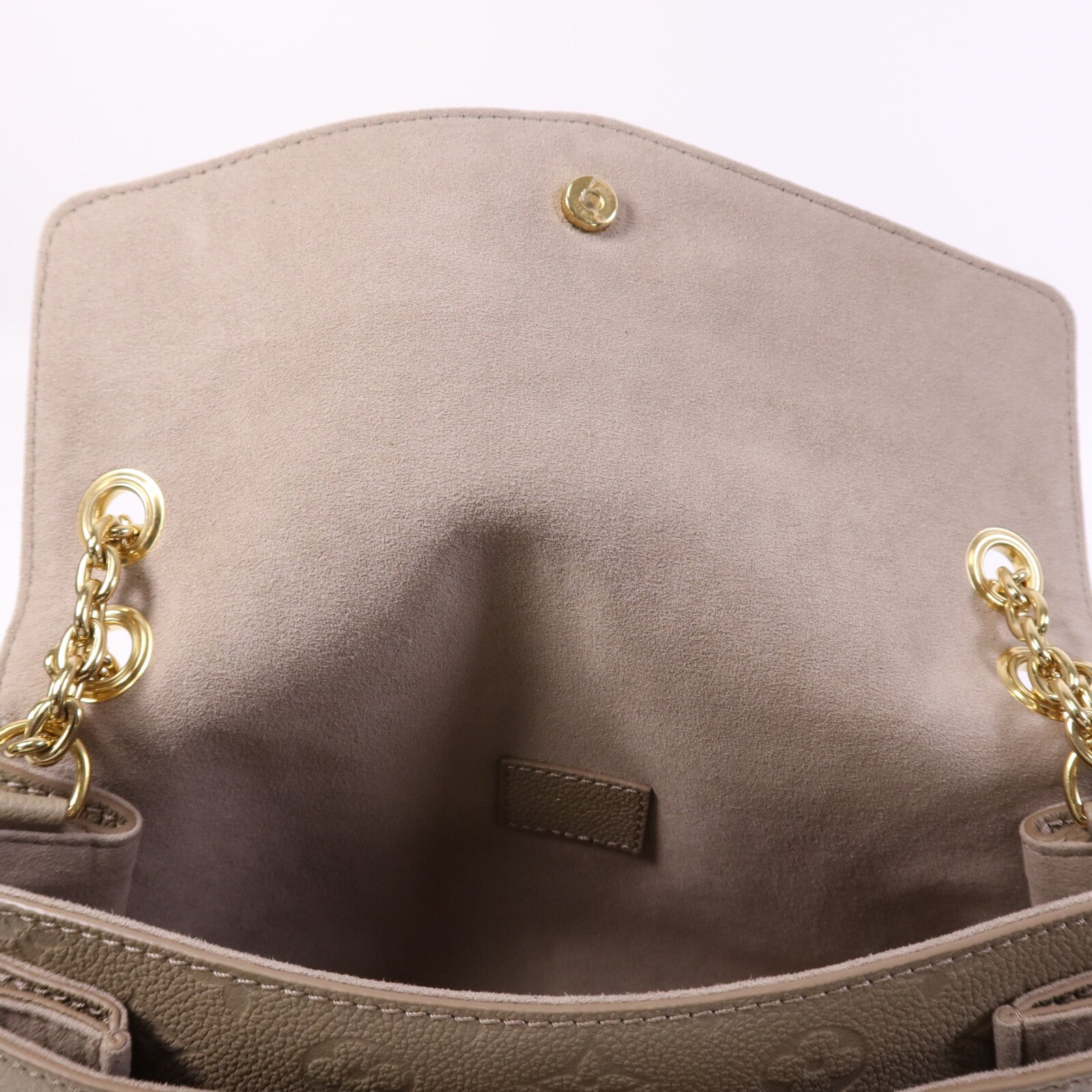 LOUIS VUITTON Monogram Empreinte Anytime Flat Bag金扣鏈帶肩背袋