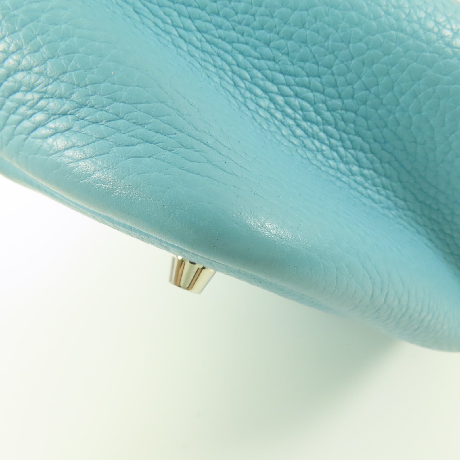 HERMES Clemence皮革Picotin 22銀扣手挽袋Bleu Atoll