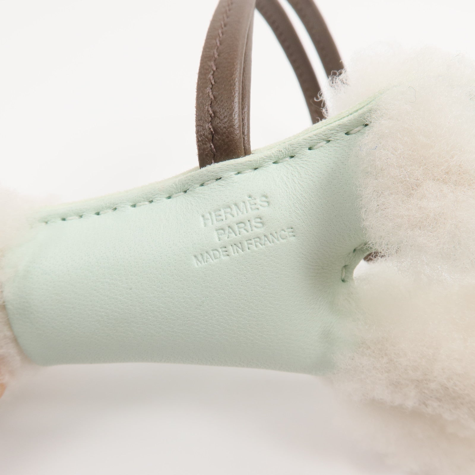 HERMES Milo皮革/羊毛Budy Charm掛飾Vert Fizz