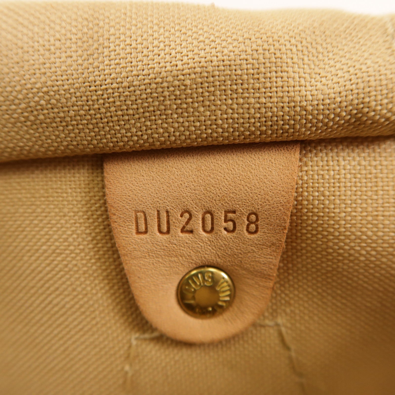 LOUIS VUITTON Damier Azur Speedy 30金扣手挽袋白色