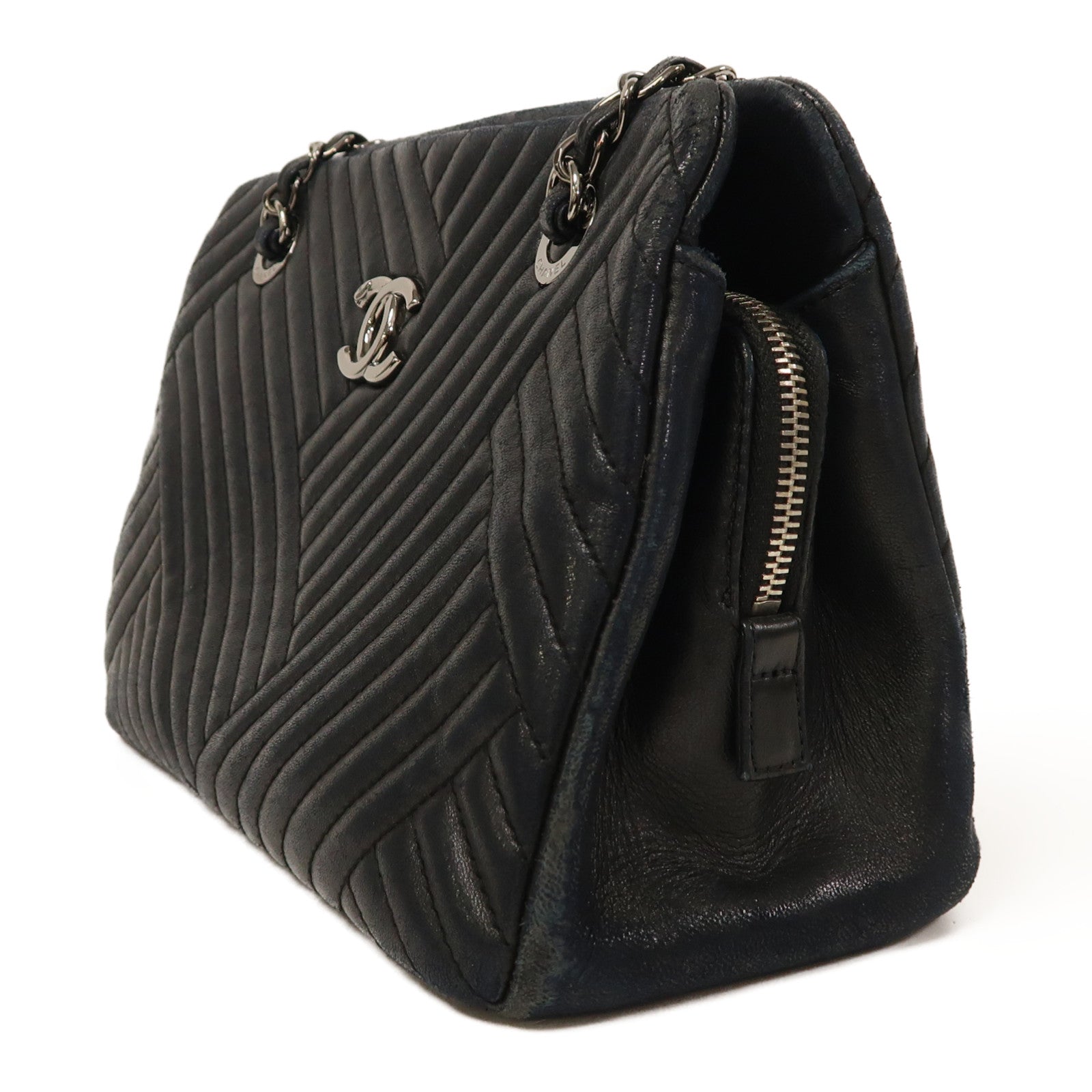 CHANEL CC SHW Chain Shoulder Bag Calfskin Leather