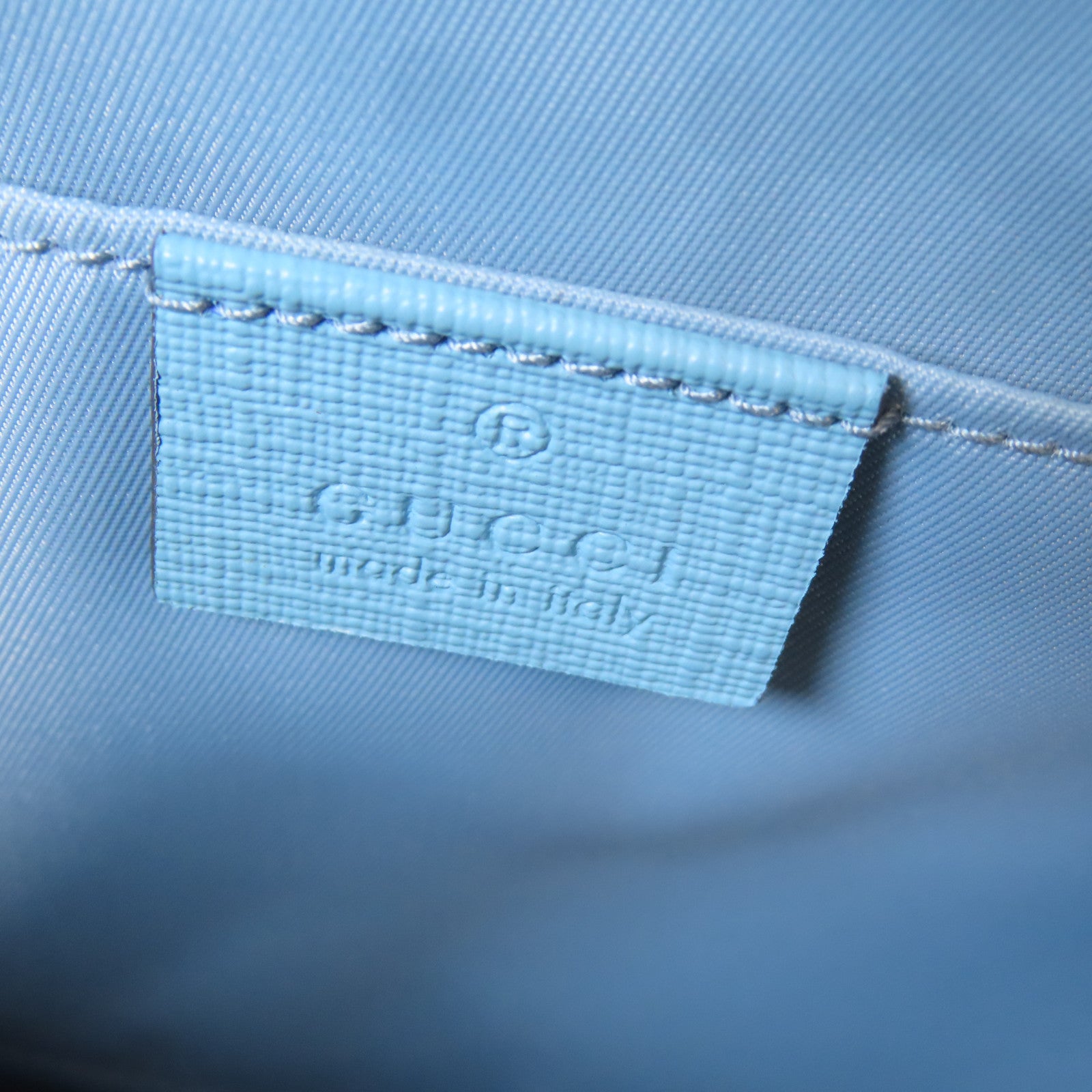 GUCCI 塗層帆布Tote Bag銀扣手挽袋藍色/啡色