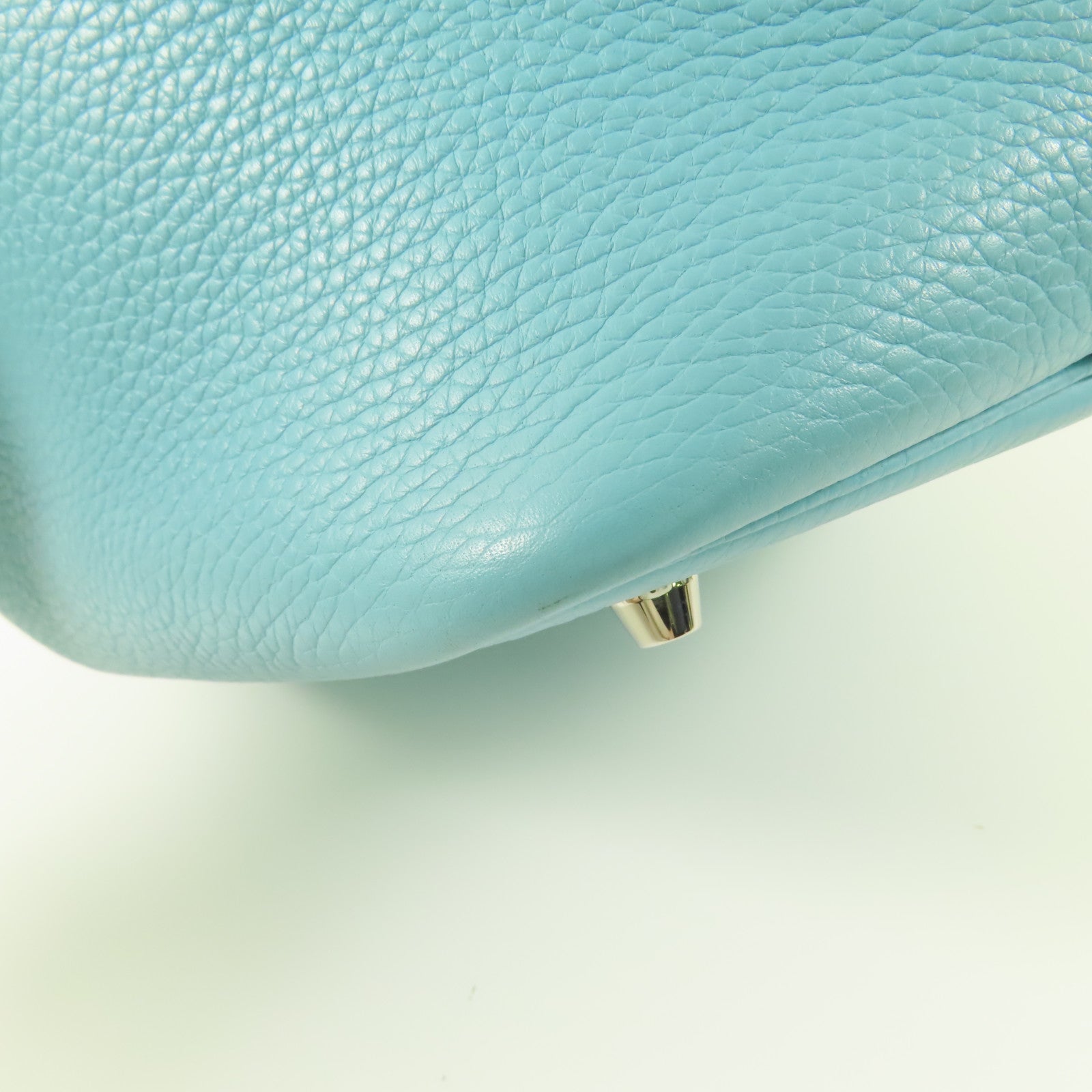 HERMES Clemence皮革Picotin 22銀扣手挽袋Bleu Atoll