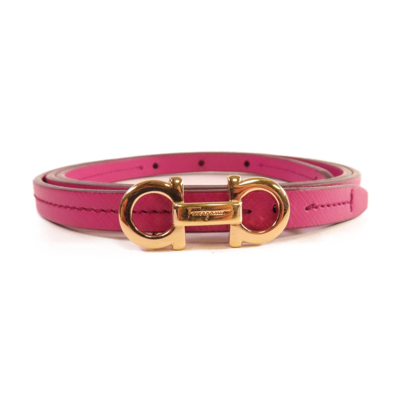 Salvatore Ferragamo 牛皮皮革Belt金扣皮帶紫色