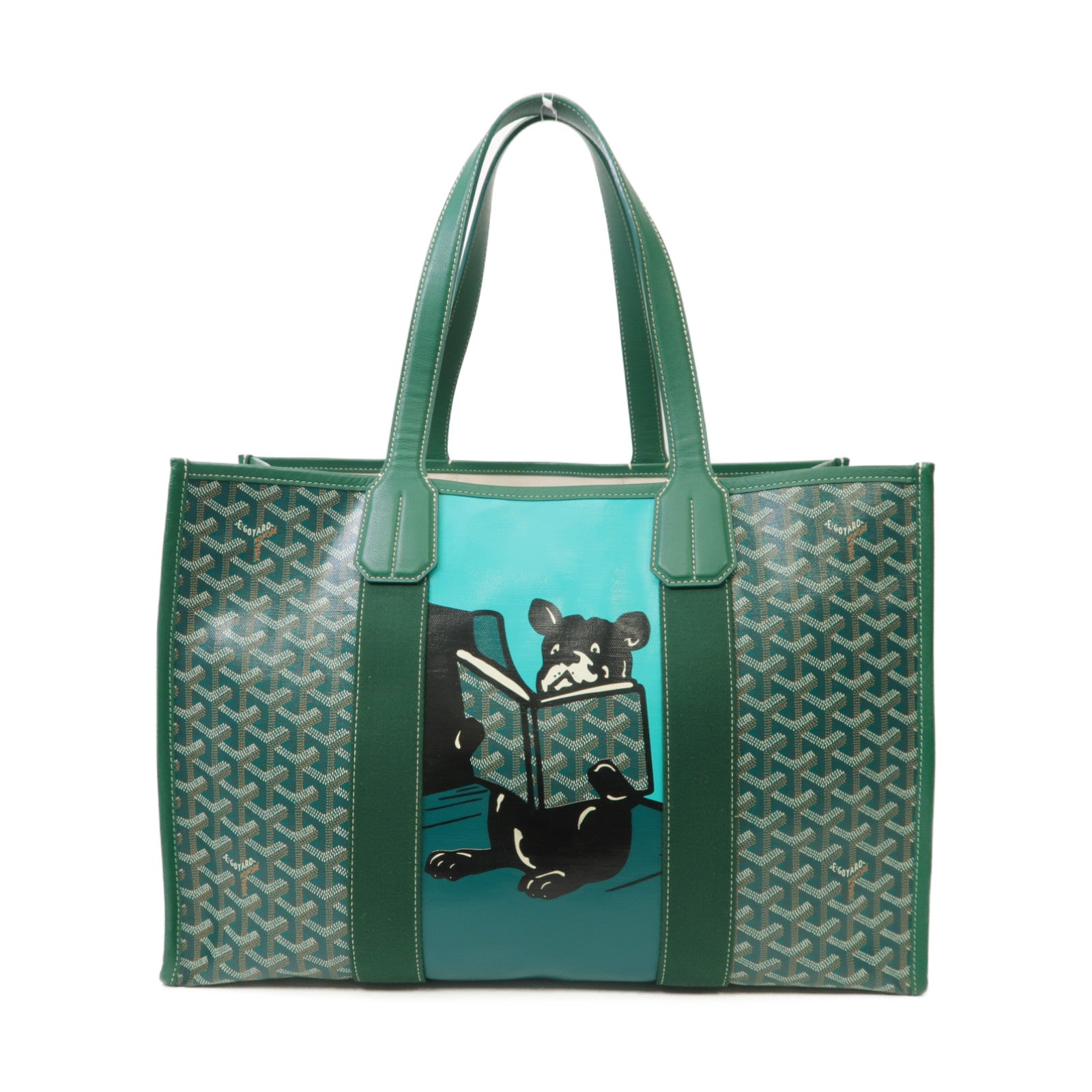 GOYARD 塗層帆布/皮革Villette手挽袋綠色