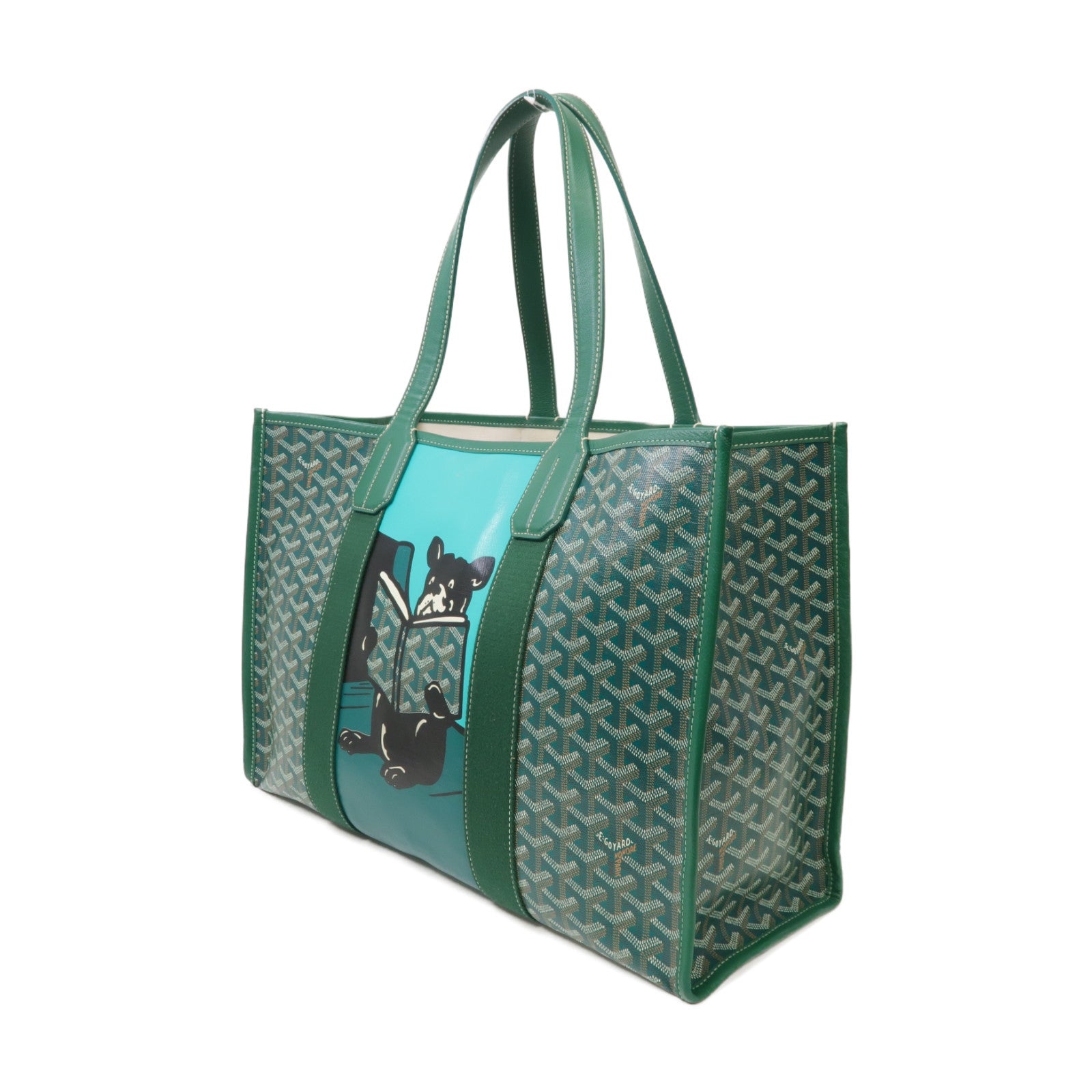 GOYARD 塗層帆布/皮革Villette手挽袋綠色