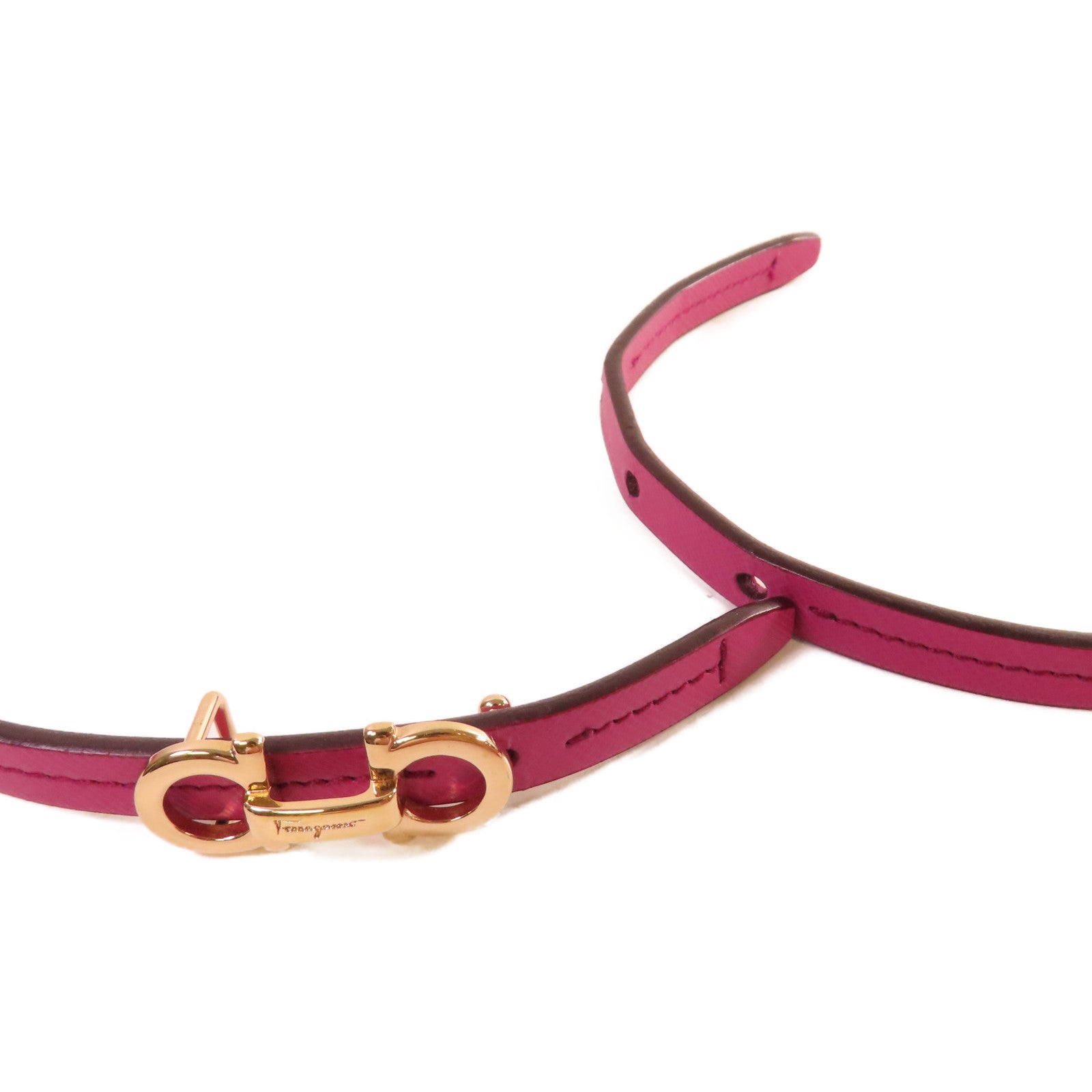 Salvatore Ferragamo 牛皮皮革Belt金扣皮帶紫色