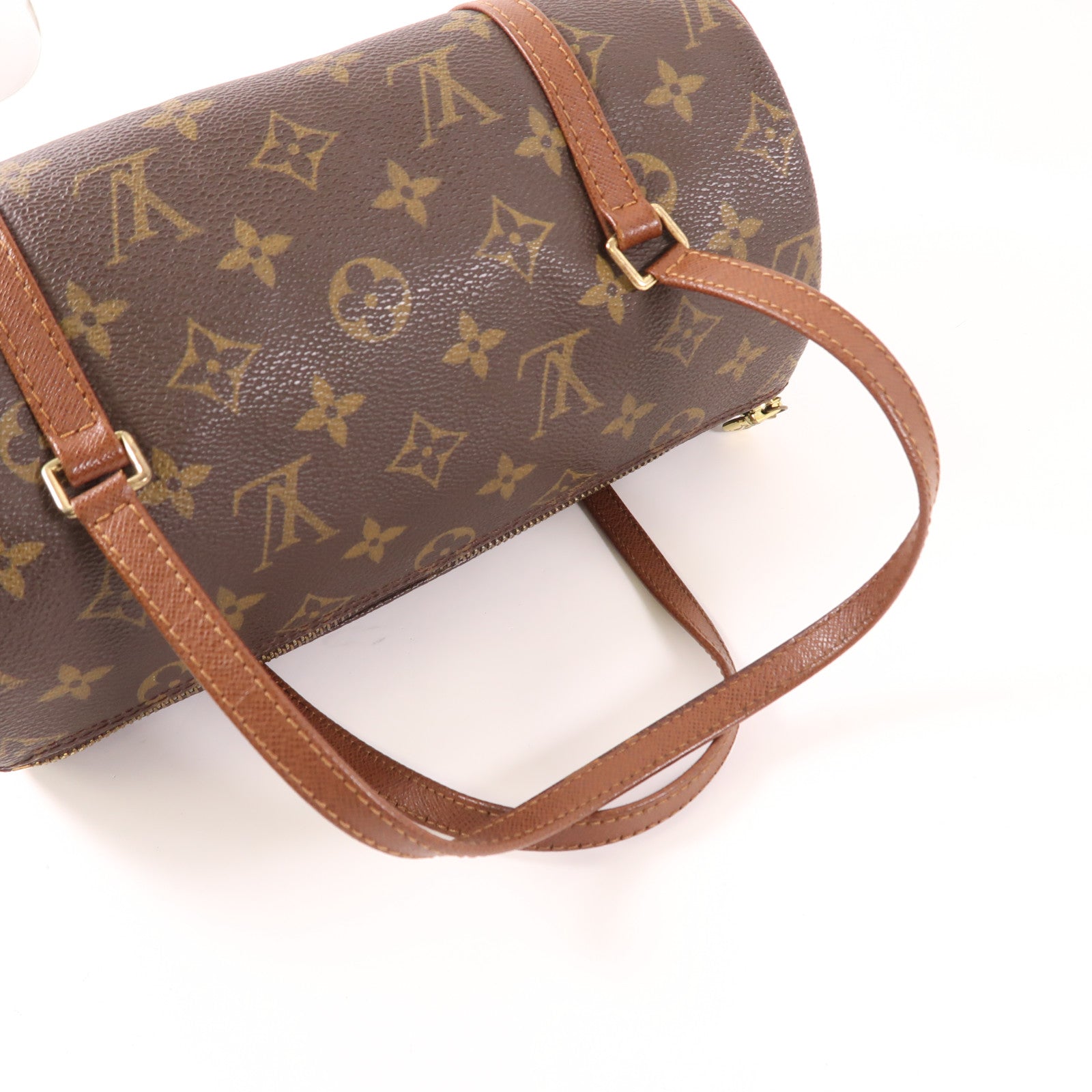 LOUIS VUITTON Monogram Papillon金扣手挽袋棕色