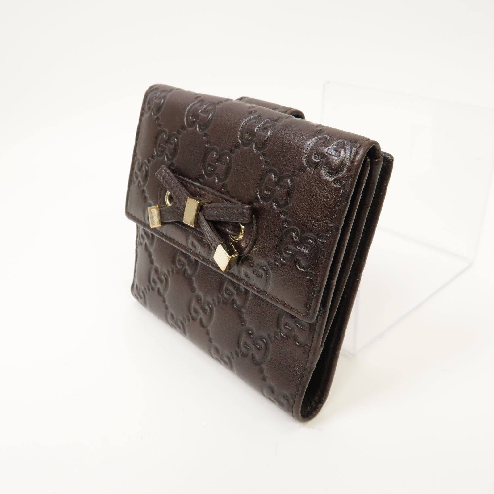 GUCCI 【激減優惠】牛皮皮革Wallet金扣錢包啡色