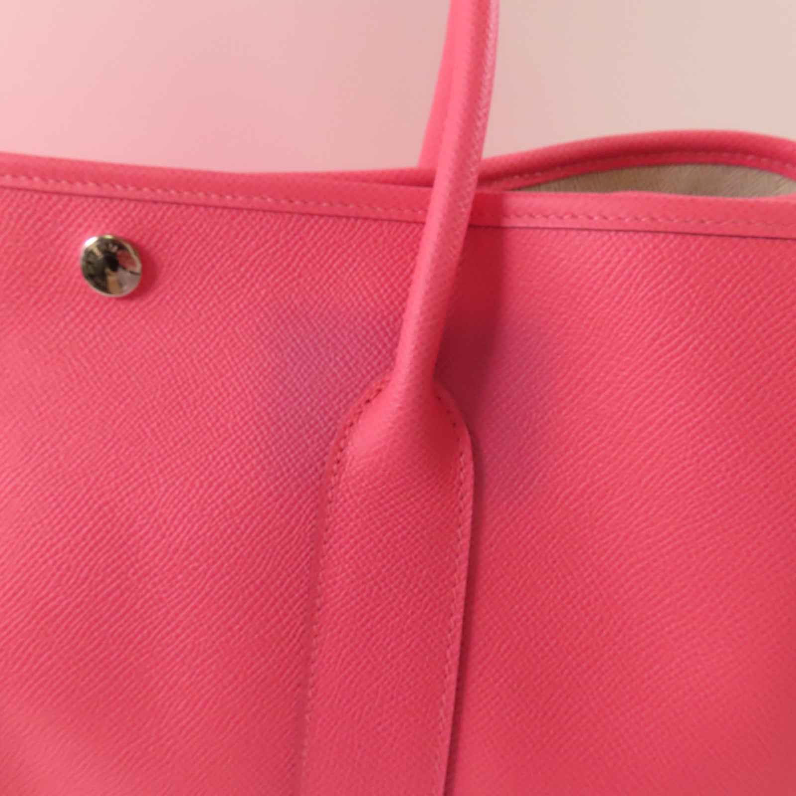 HERMES Epsom皮革Garden Party PM銀扣手挽袋Rose Azalee