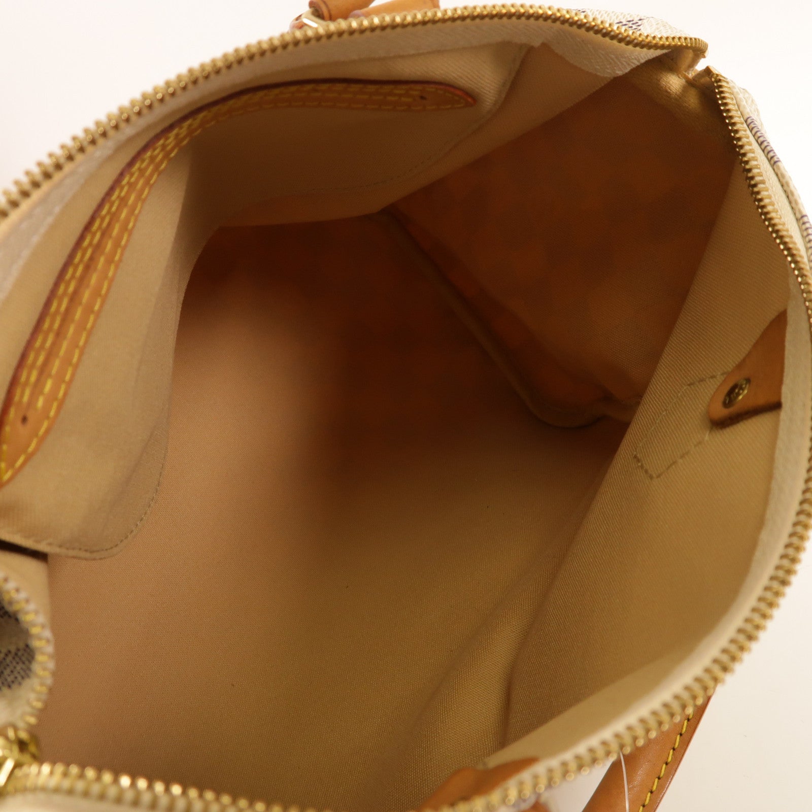 LOUIS VUITTON Damier Azur Speedy 30金扣手挽袋白色