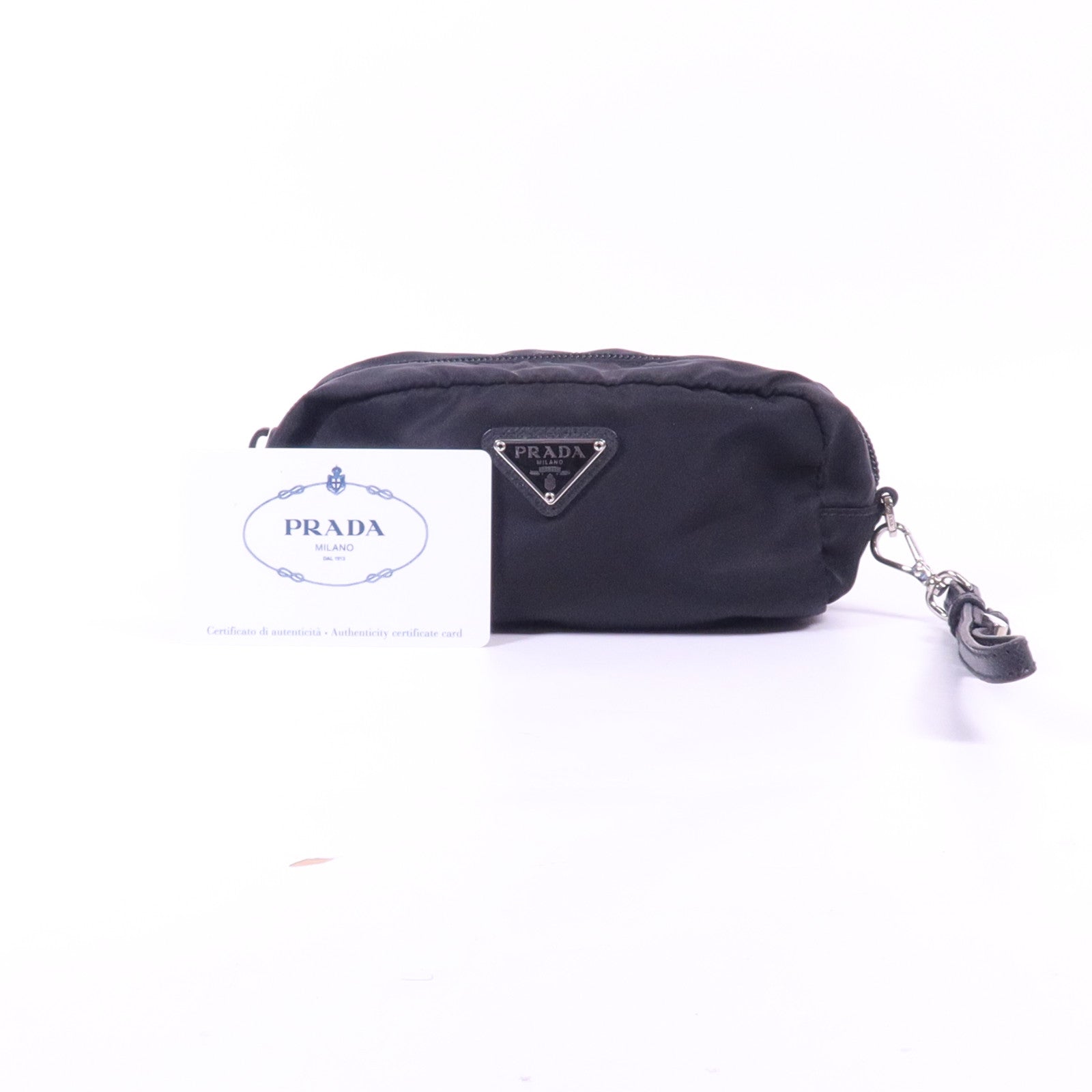 PRADA 尼龍Pouch銀扣手拿包