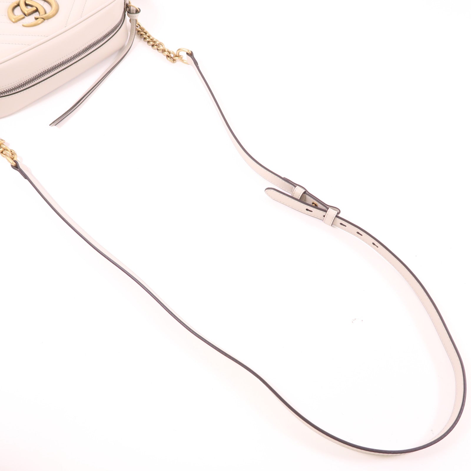 GUCCI GG Marmont Small Camera Bag Shoulder Bag 447632 AABZB Calf Light Grey