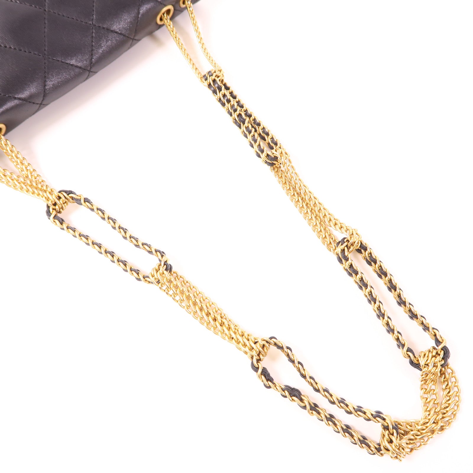 CHANEL 羊皮皮革Chain Shoulder金扣鏈帶肩背袋