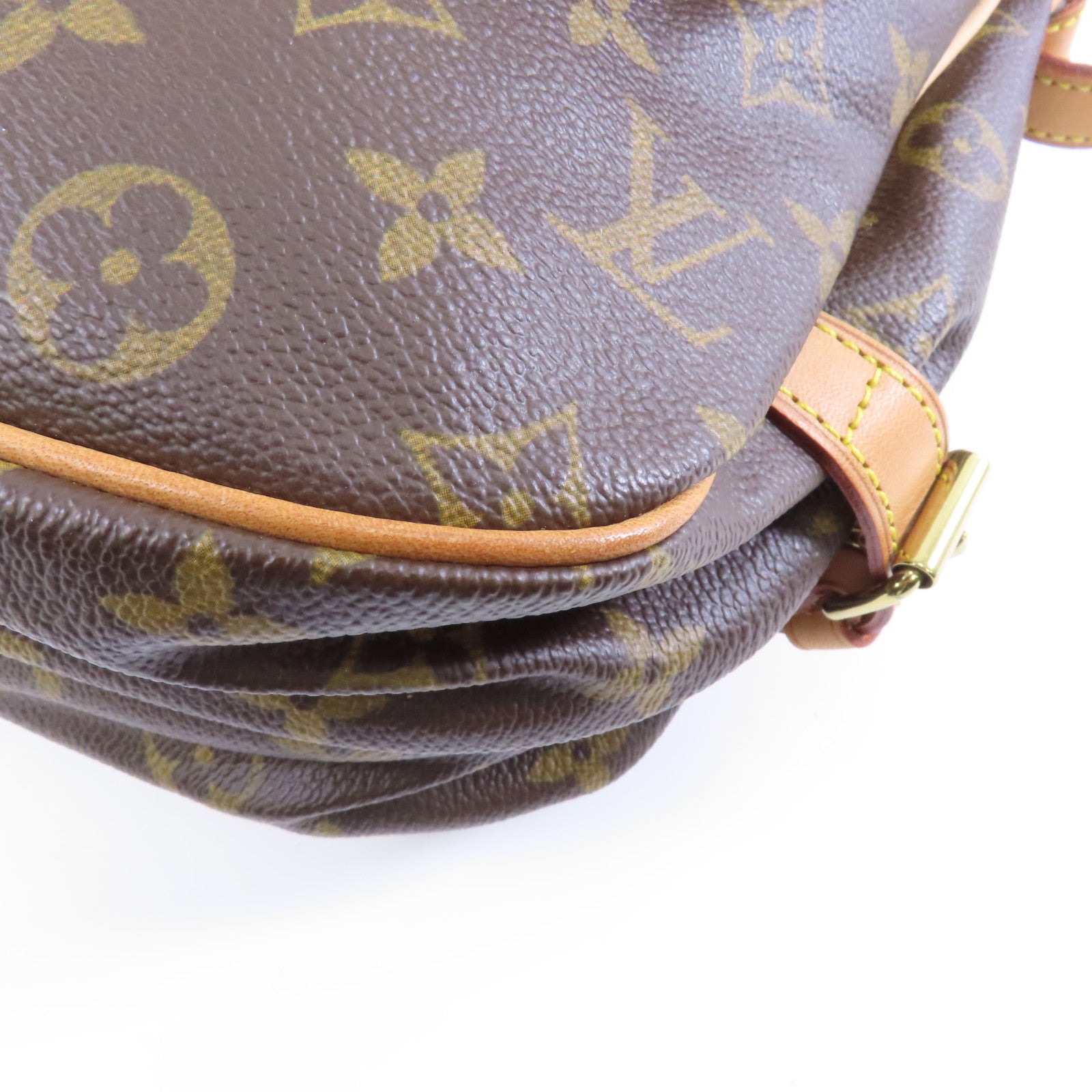 LOUIS VUITTON Monogram Saumur MM金扣肩背袋棕色