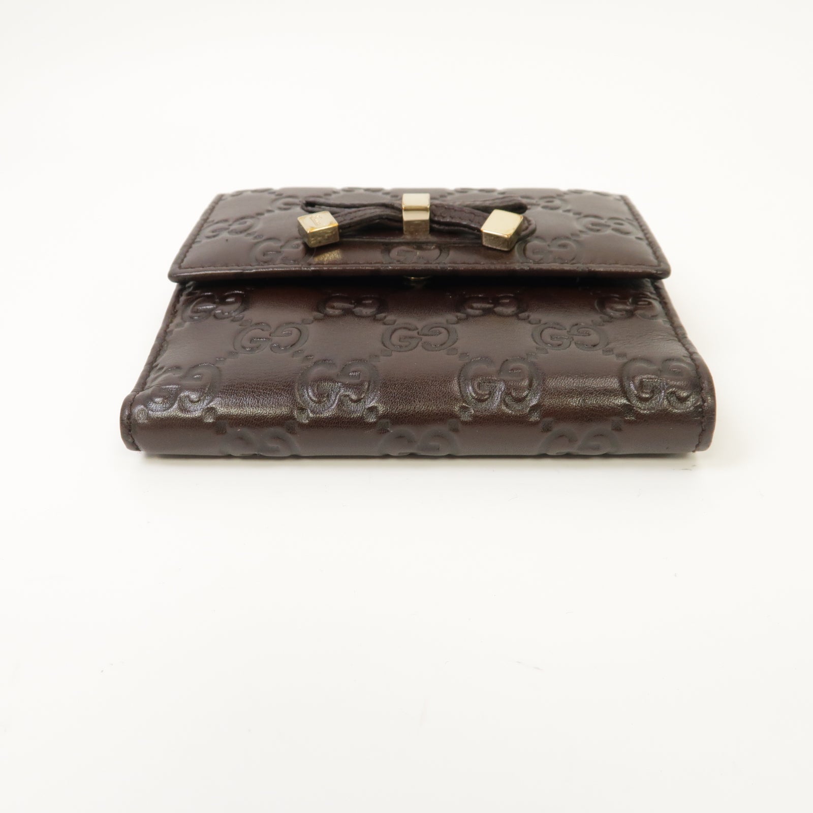 GUCCI 【激減優惠】牛皮皮革Wallet金扣錢包啡色