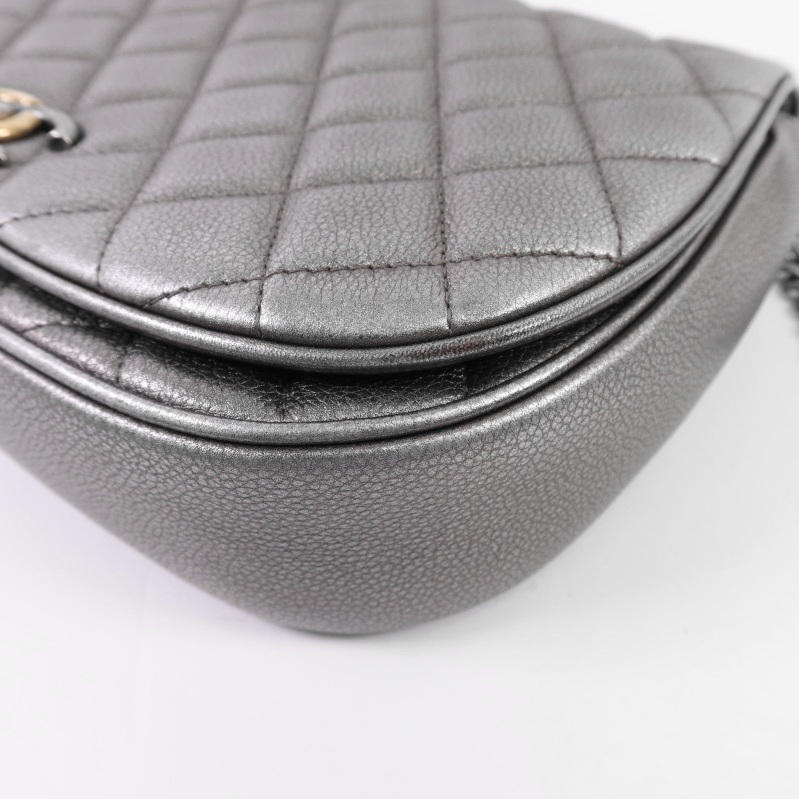 CHANEL 牛皮皮革Chain Shoulder銀扣鏈帶肩背袋